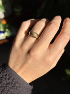 Diamond Striped Croissant Ring