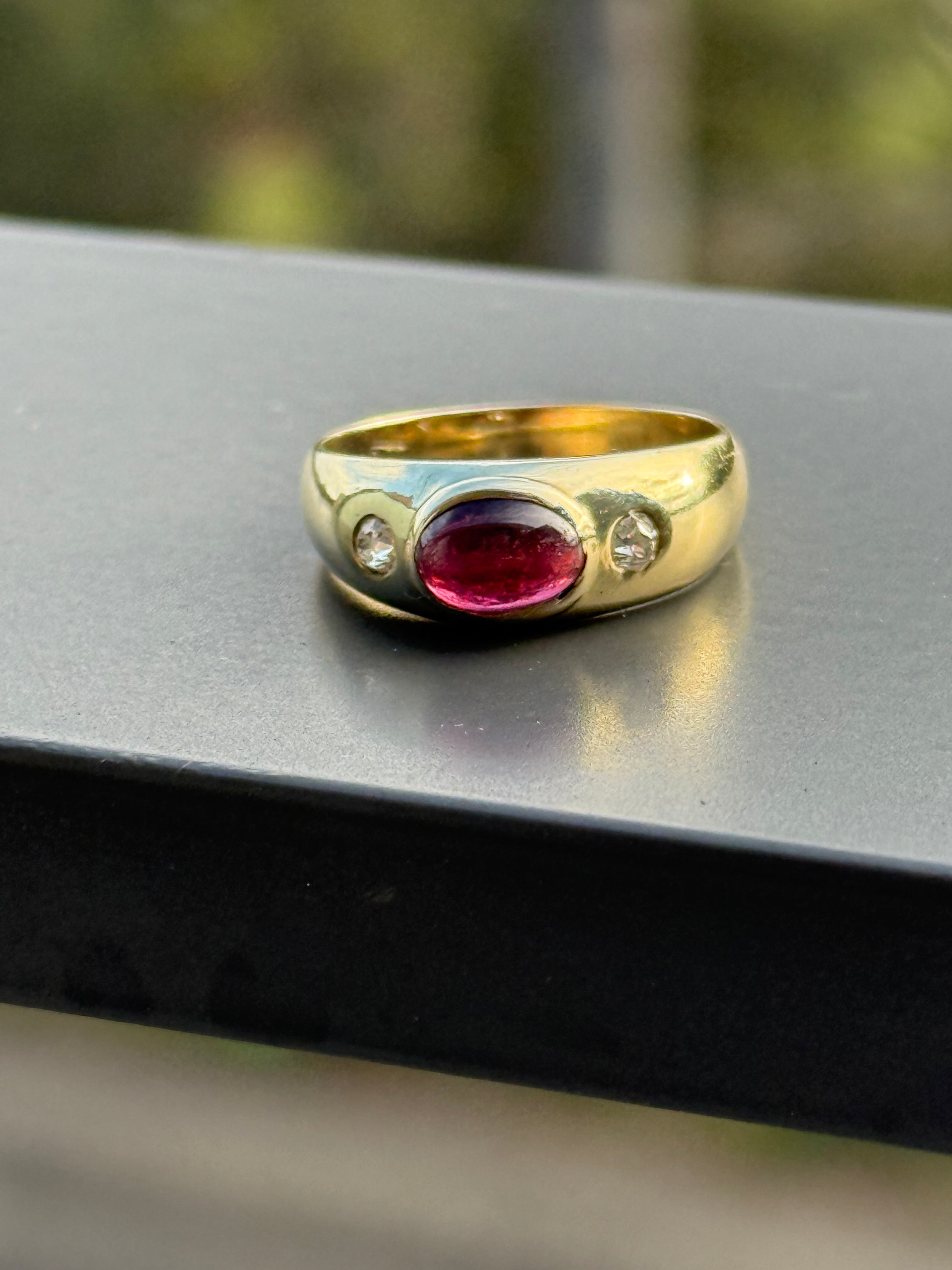Ruby Cabachon Diamond Ring