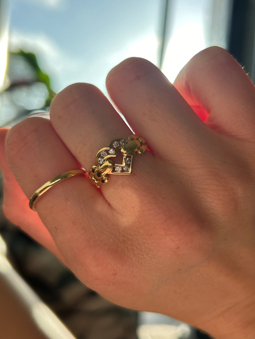 Diamond Heart Buckle Ring