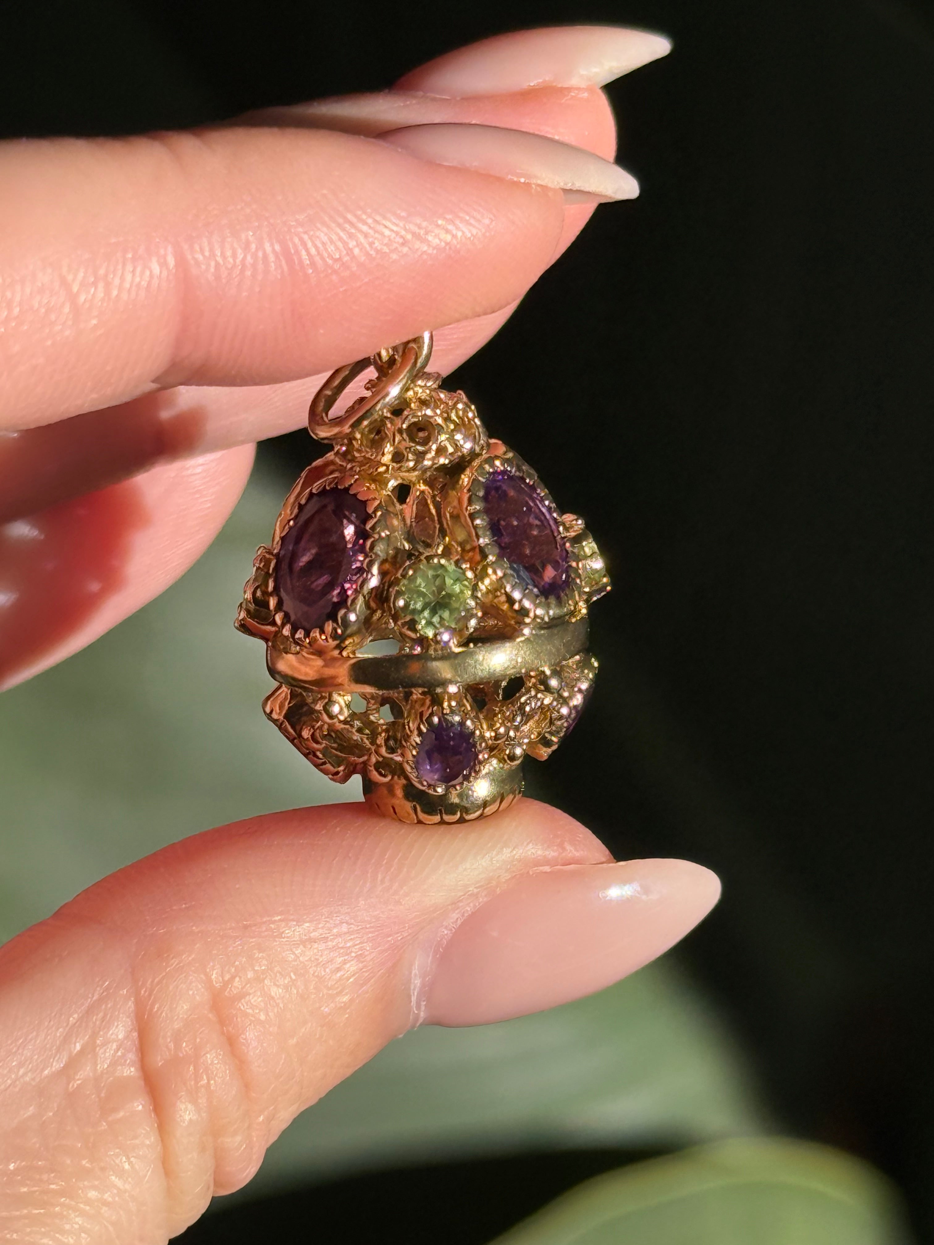 Antique Amethyst Peridot Sputnik