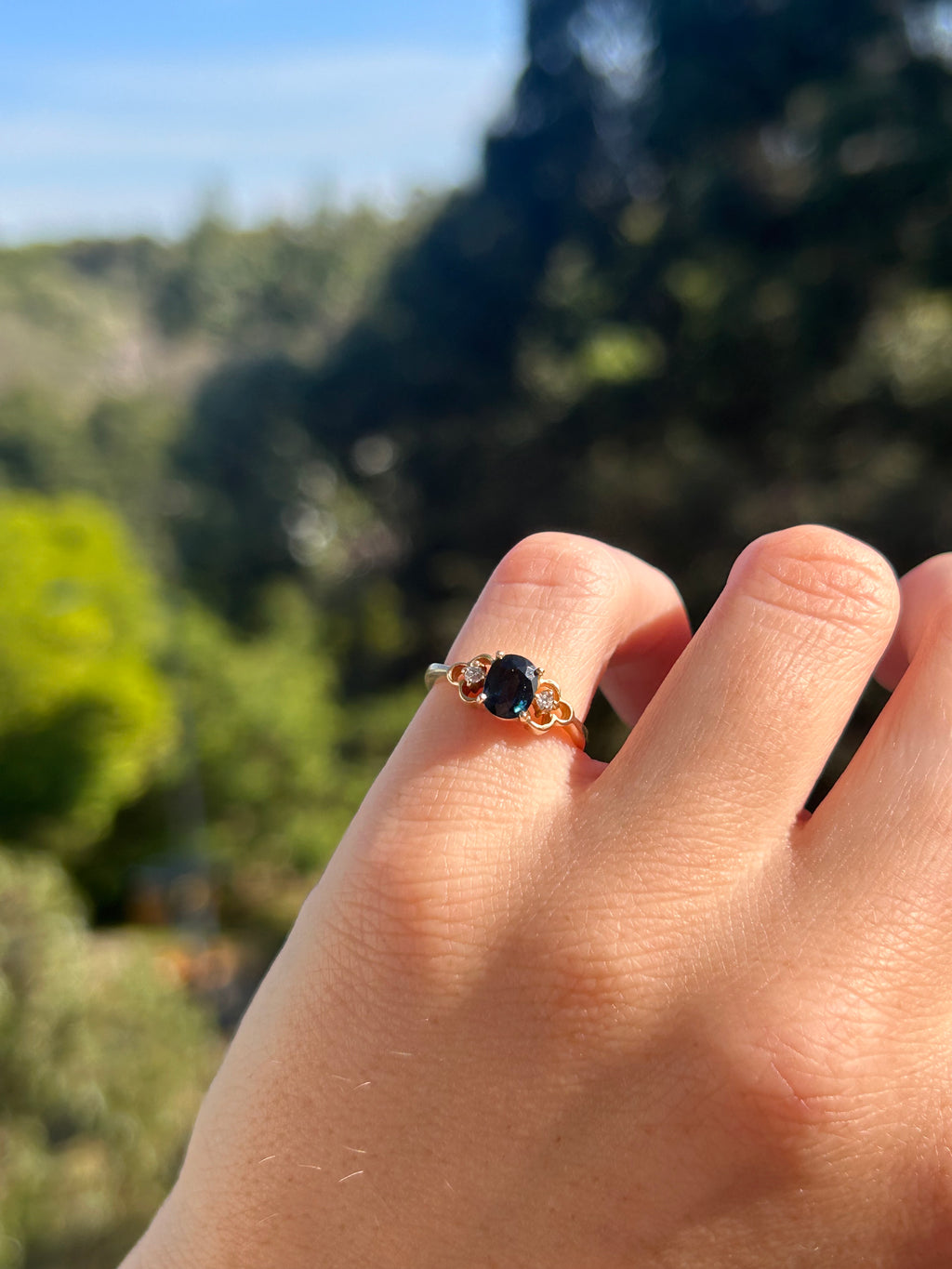 Sapphire Diamond Pinky Ring
