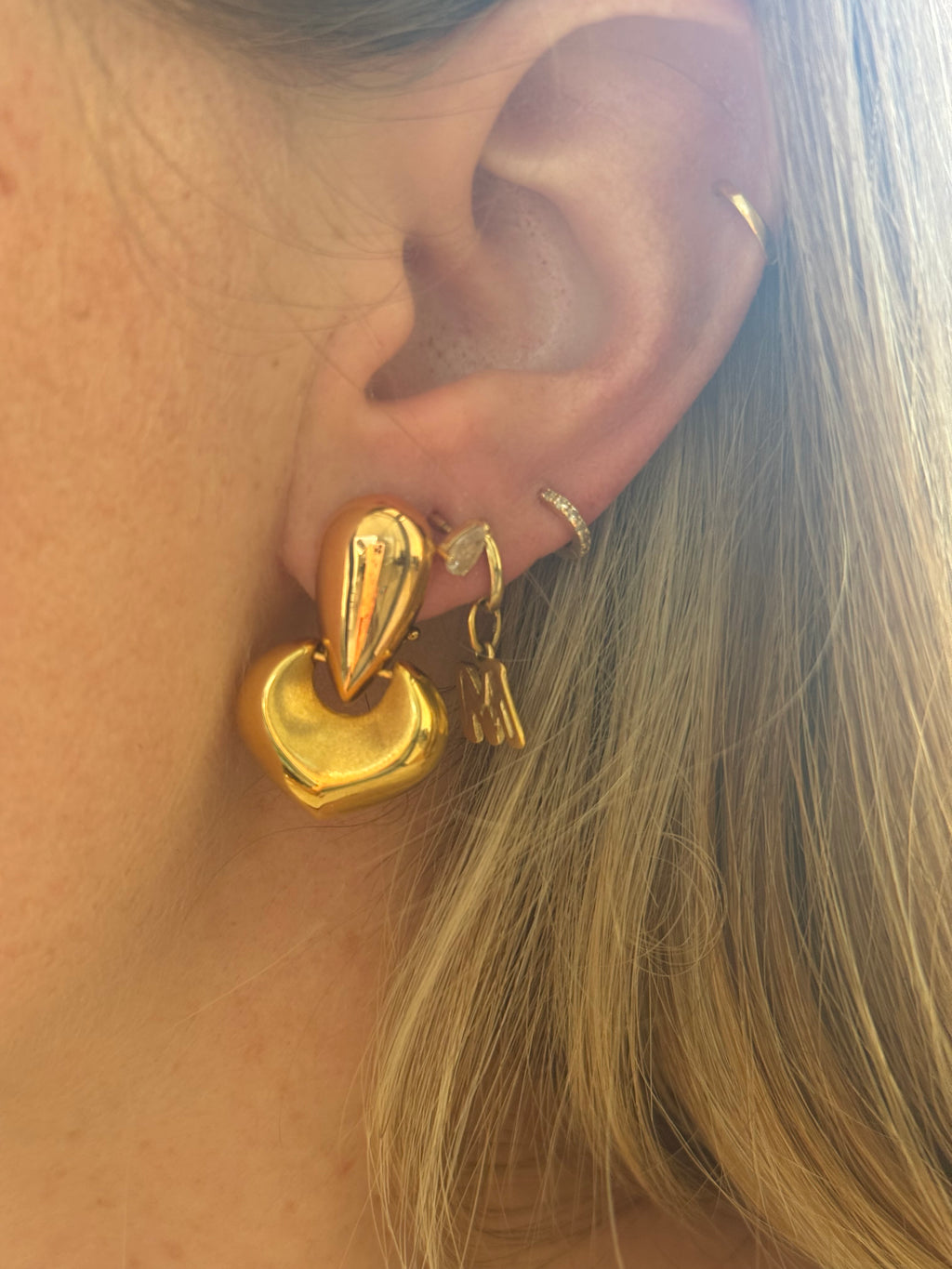 18k Heart Doorknocker Earrings