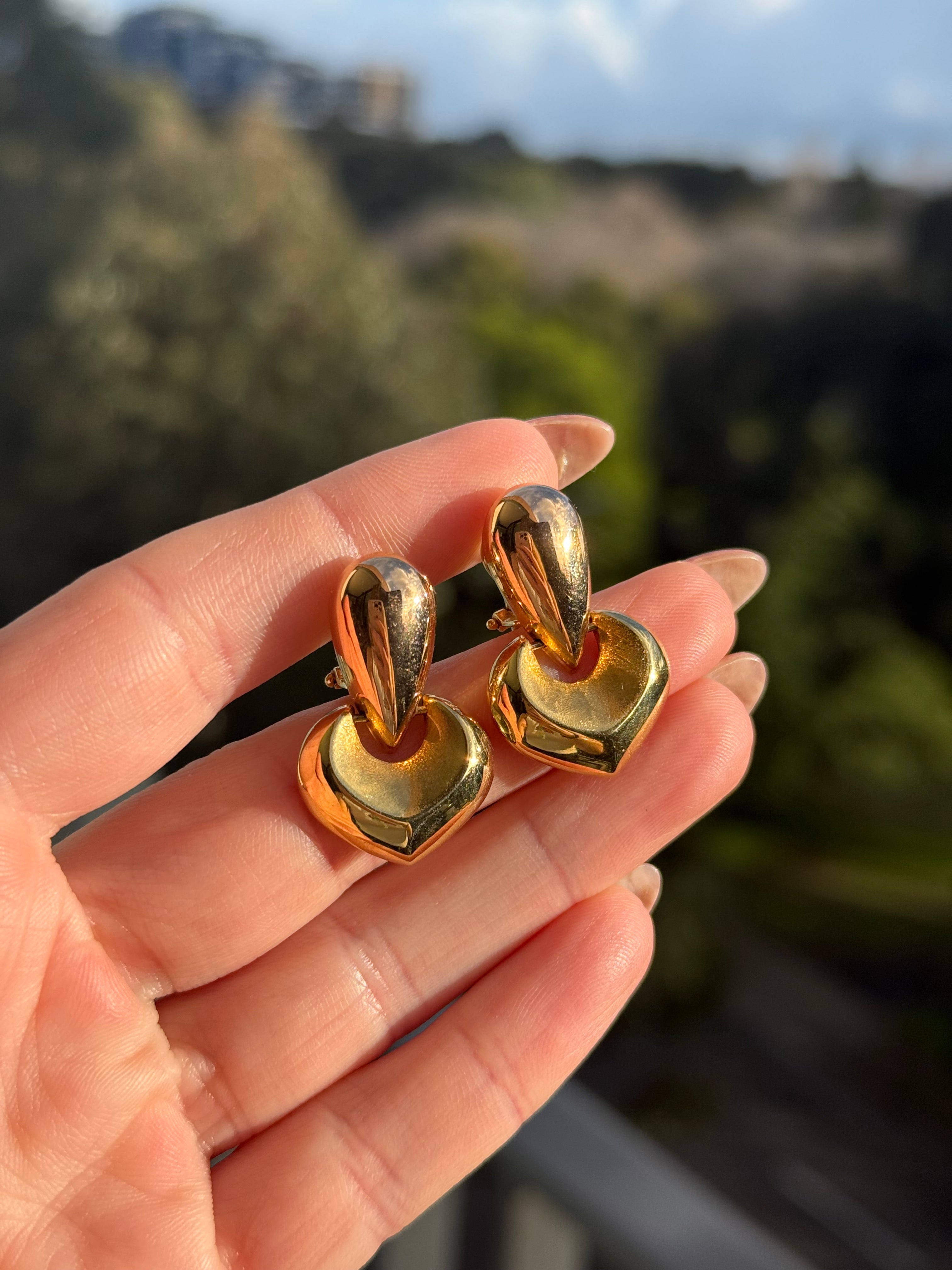 18k Heart Doorknocker Earrings