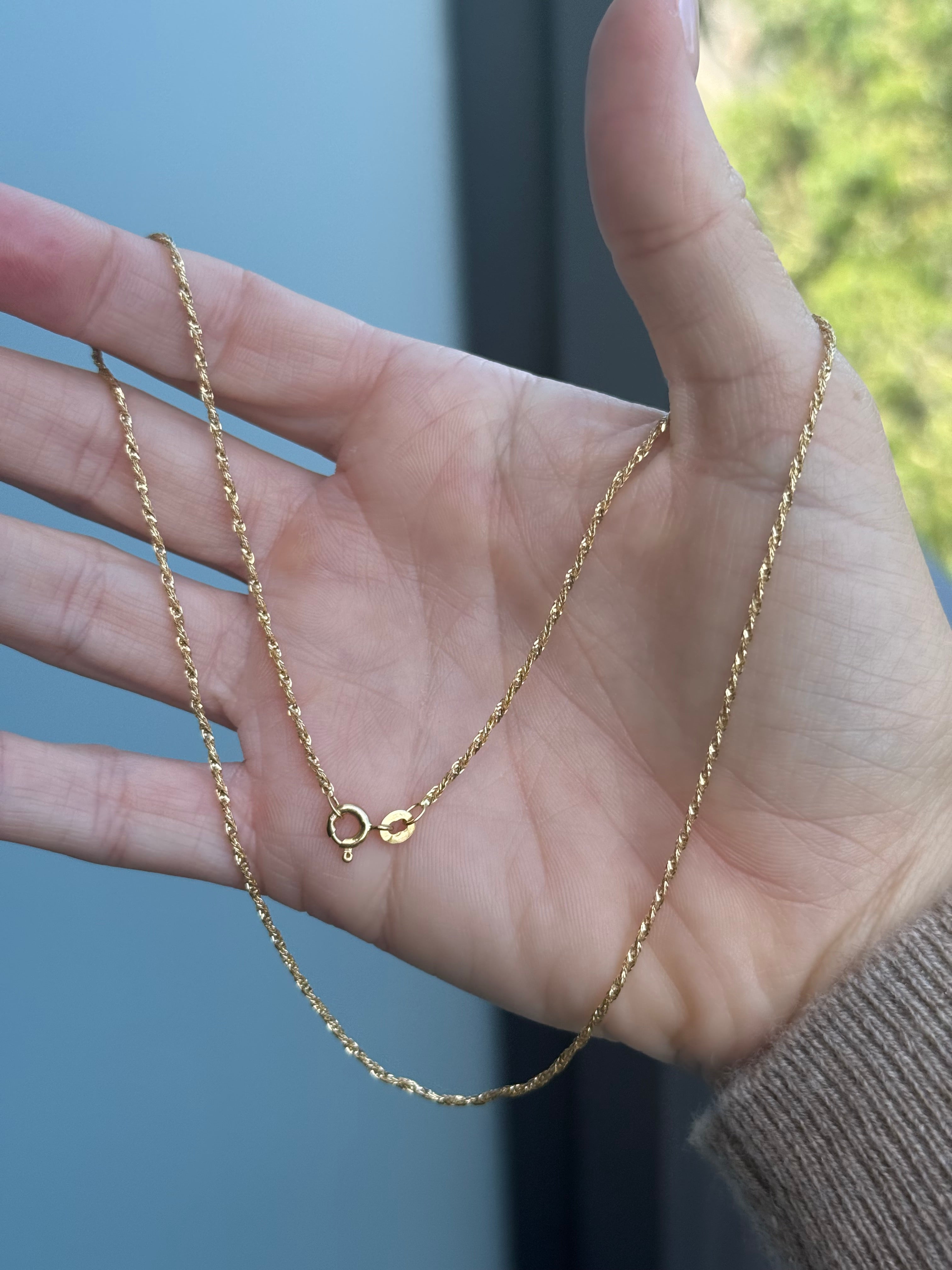 Twisted Diamond Cut Shiny Rope Chain