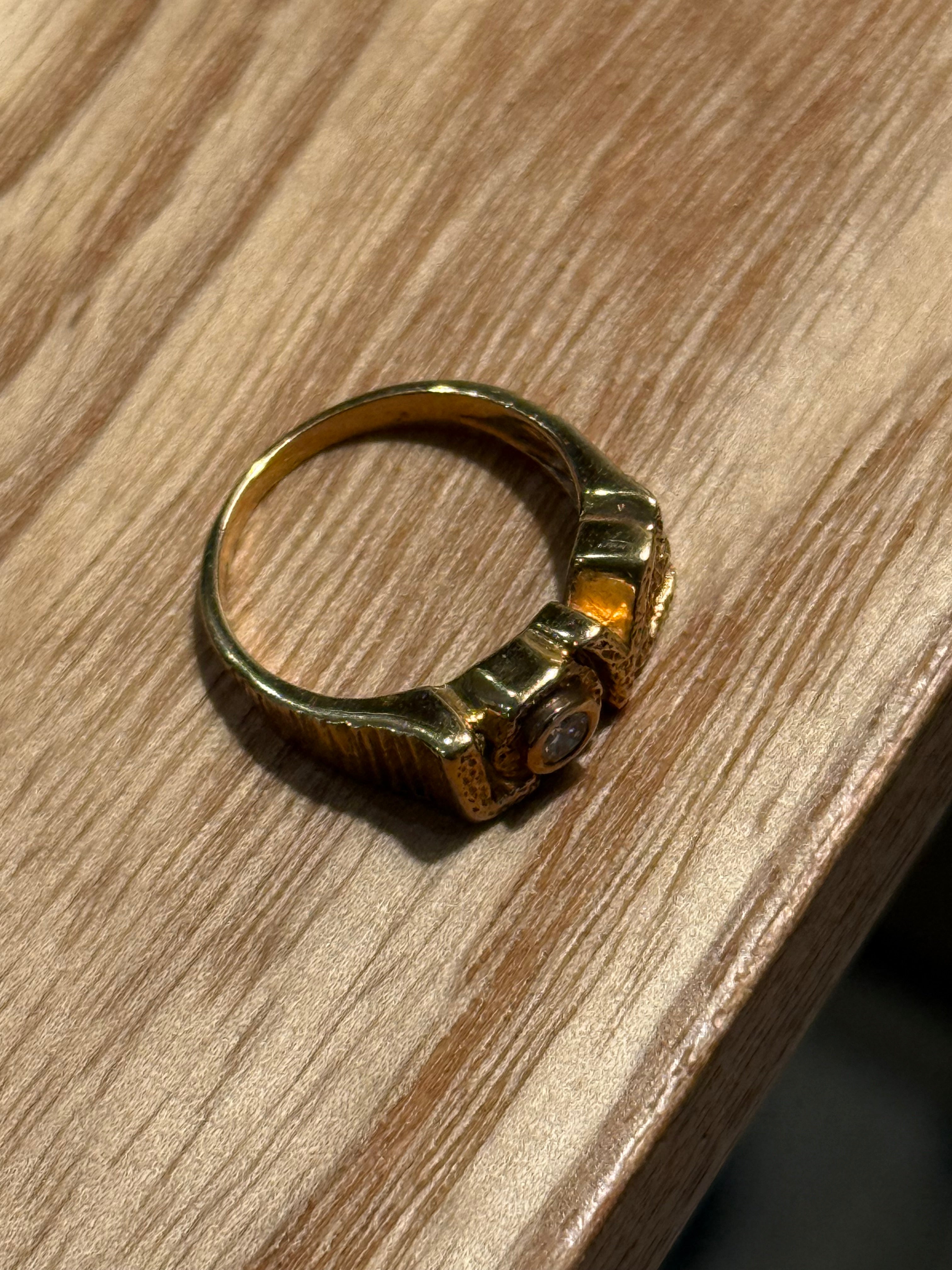 Textured Diamond Love Ring