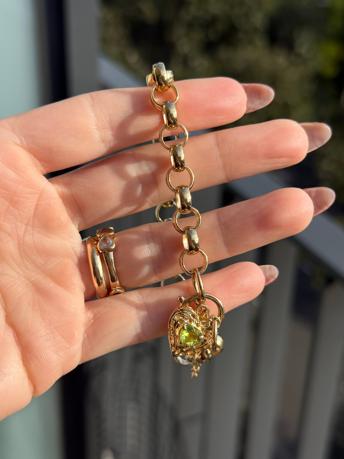Peridot Heart Padlock Bracelet