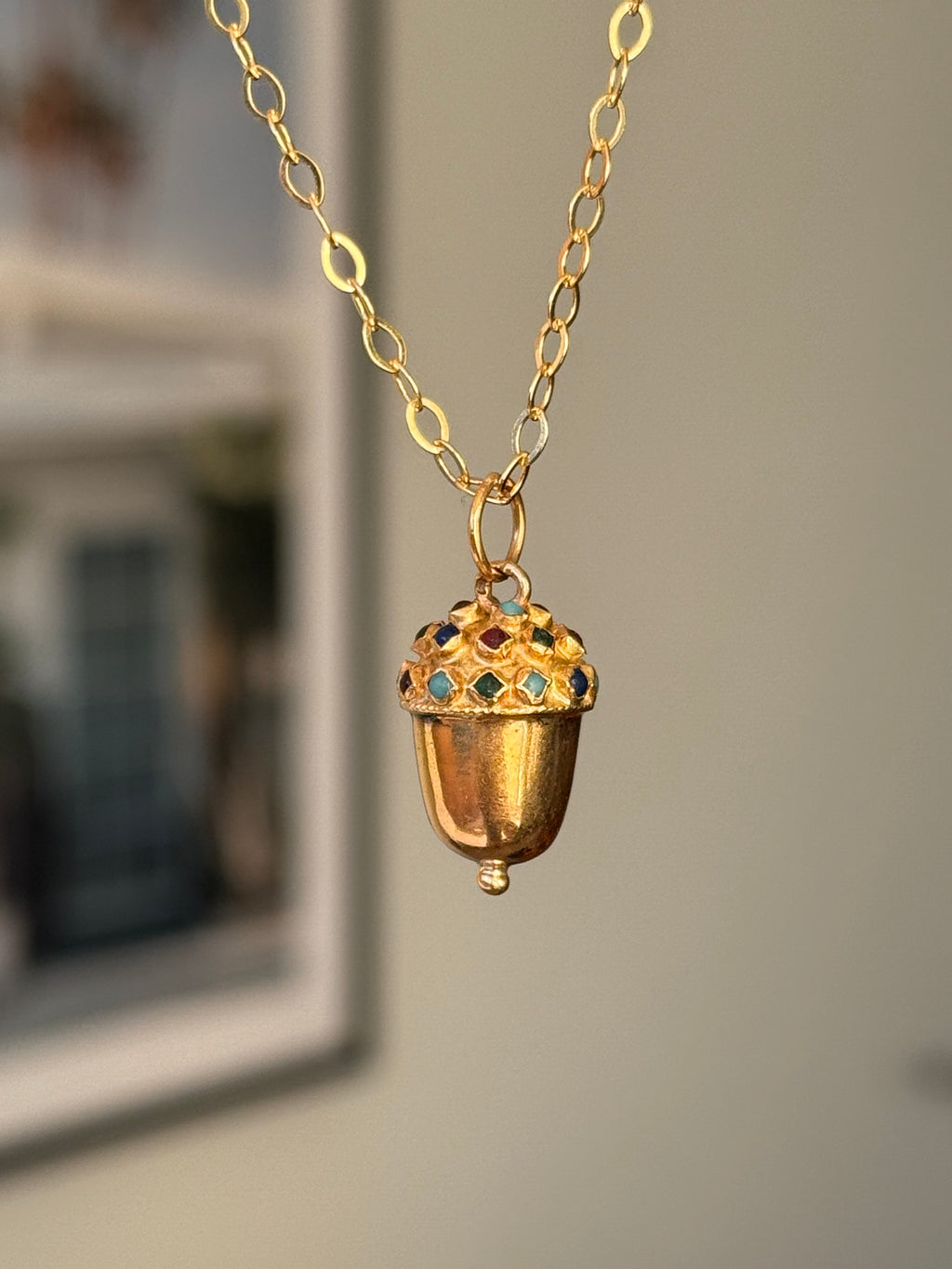 Gemstone Acorn Charm