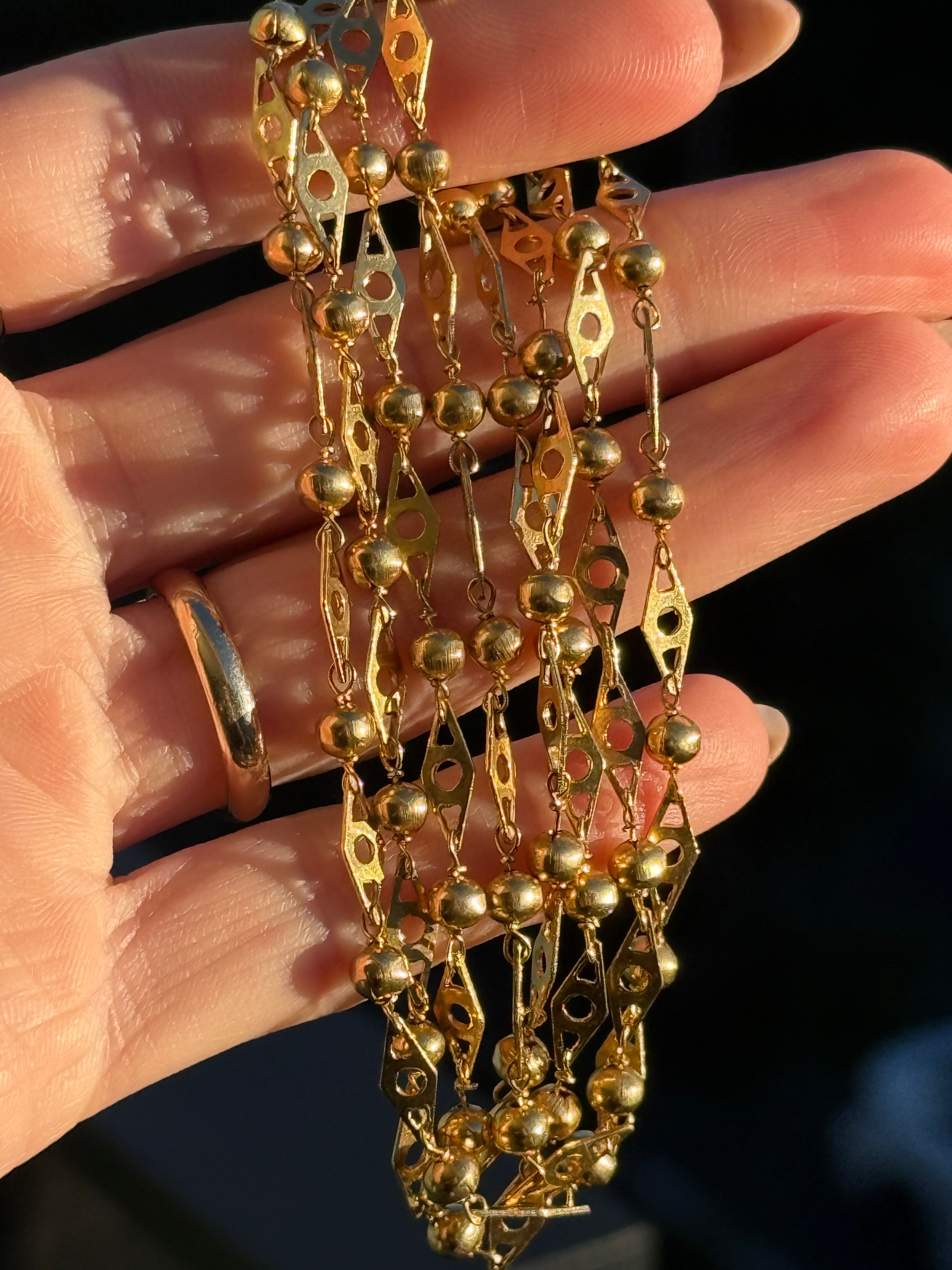 18k Fancy Ball Long Guard Chain