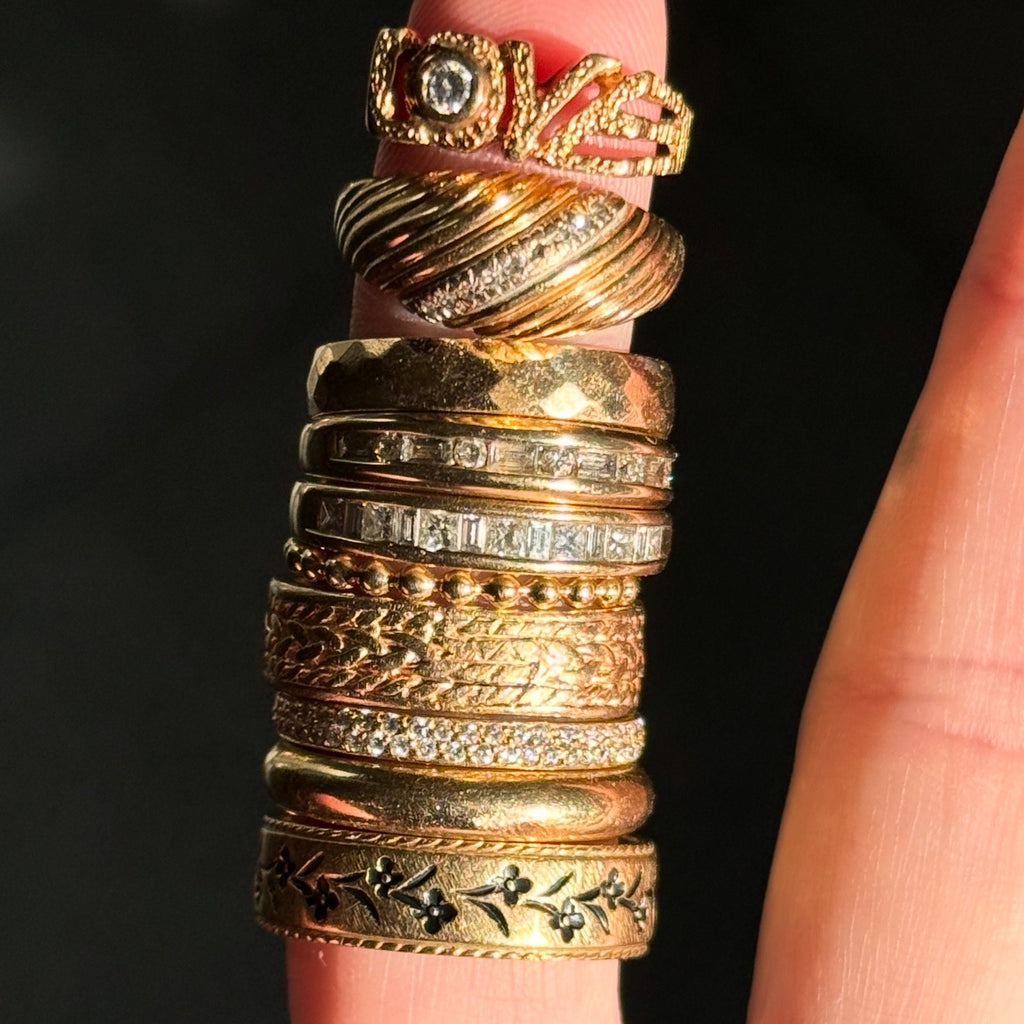 Textured Diamond Love Ring