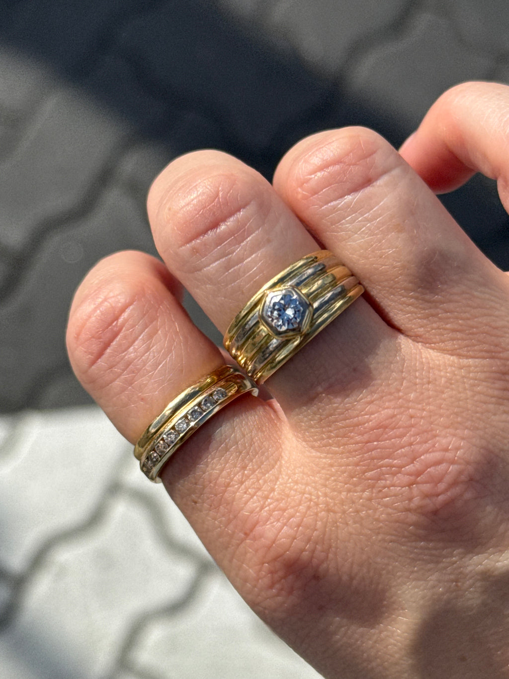 Striped Chunky Diamond Ring