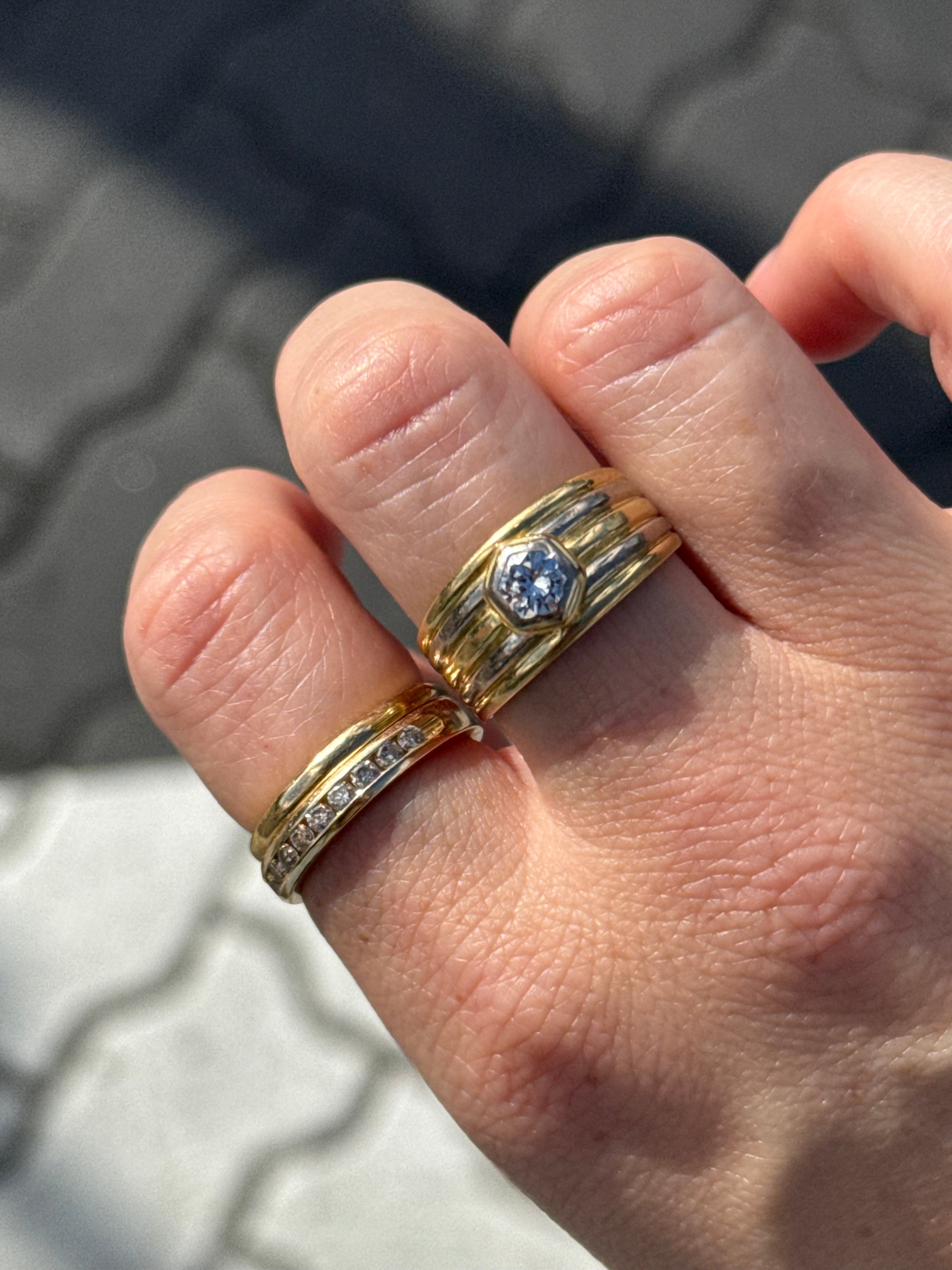 Striped Chunky Diamond Ring