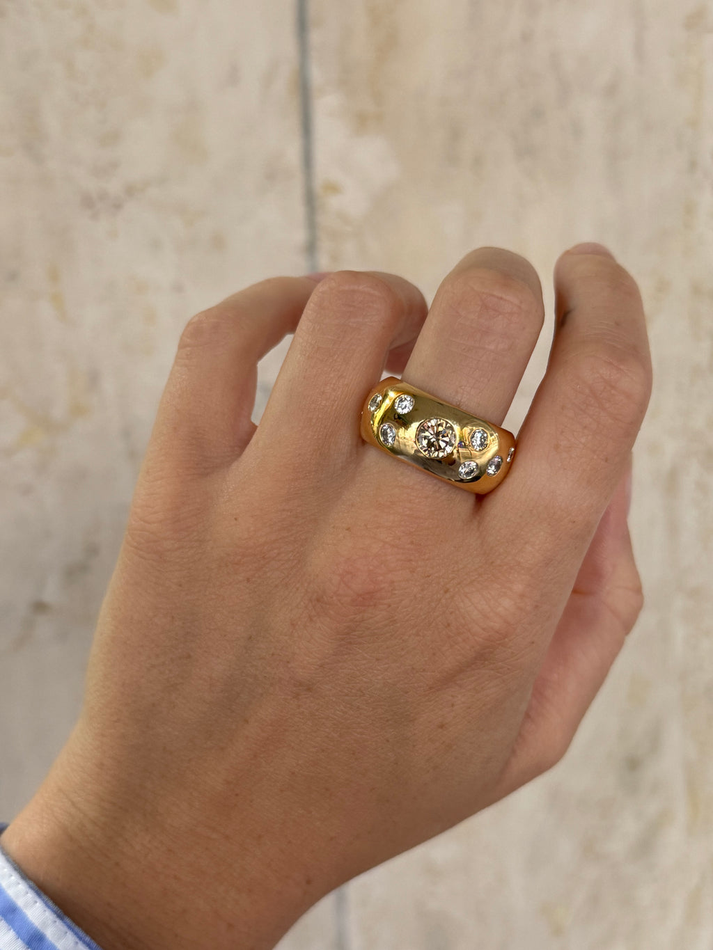 Solid Chunky Diamond Cluster Donut Band