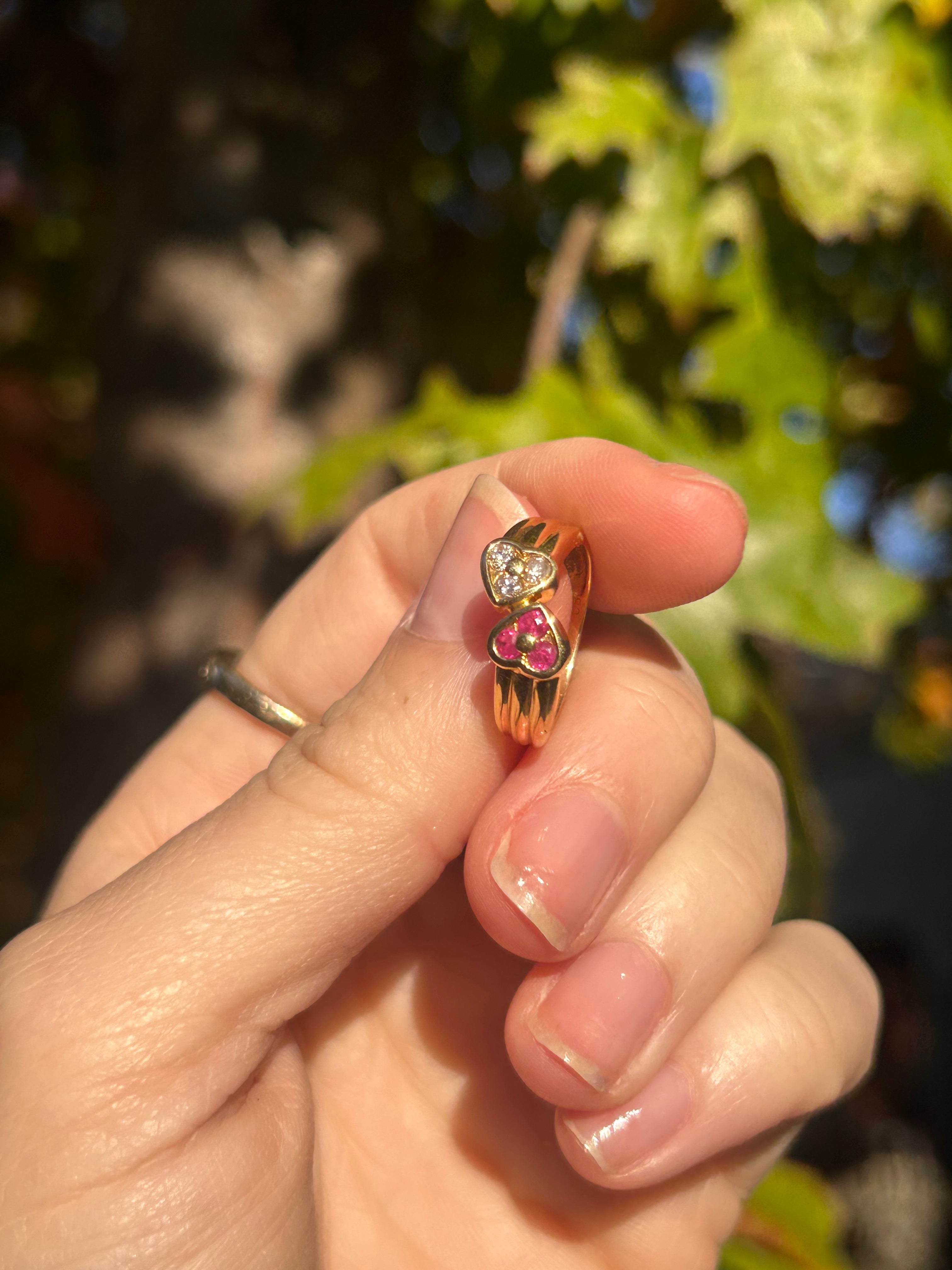 Ruby Diamond Heart Ring