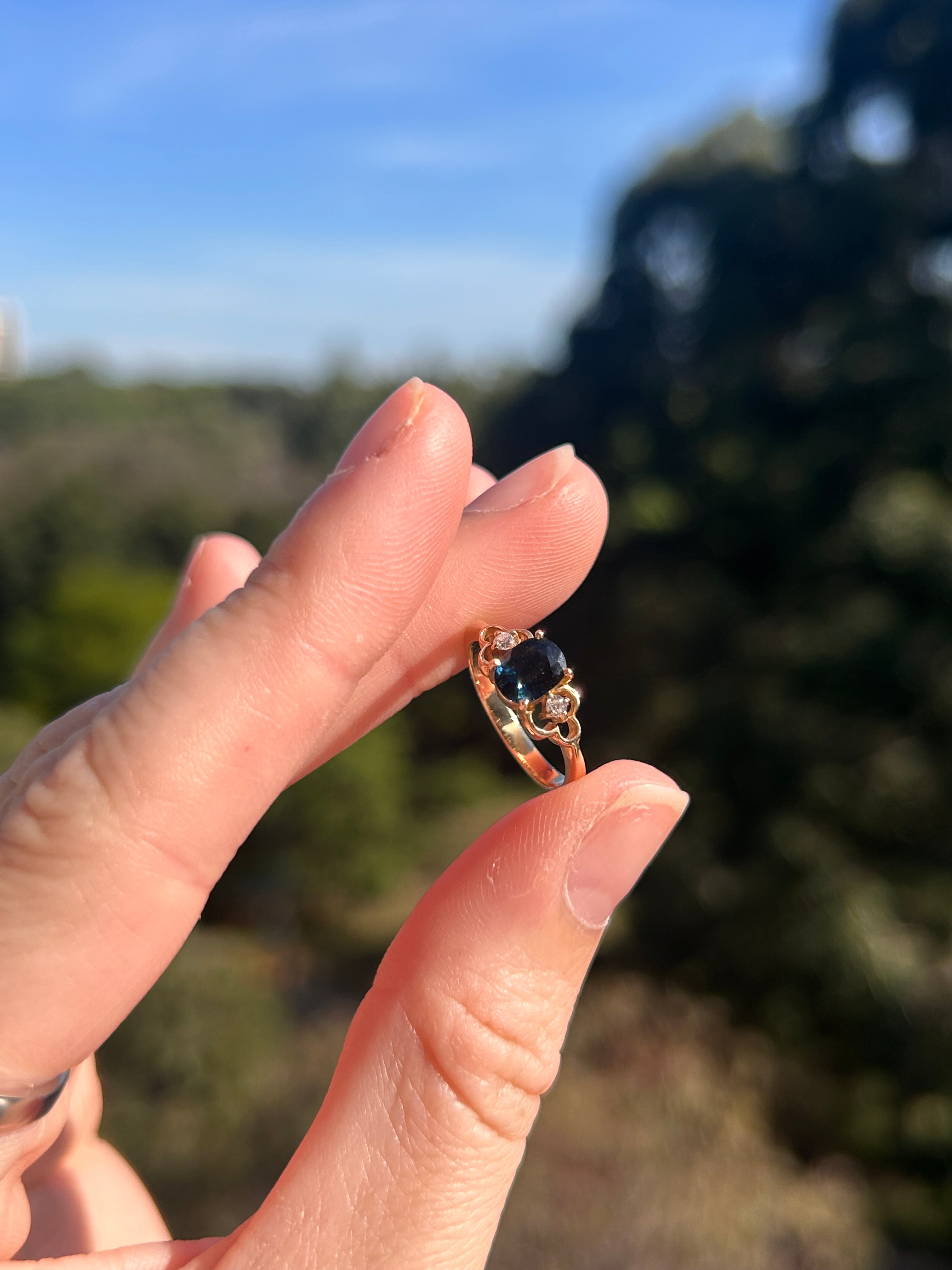 Sapphire Diamond Pinky Ring