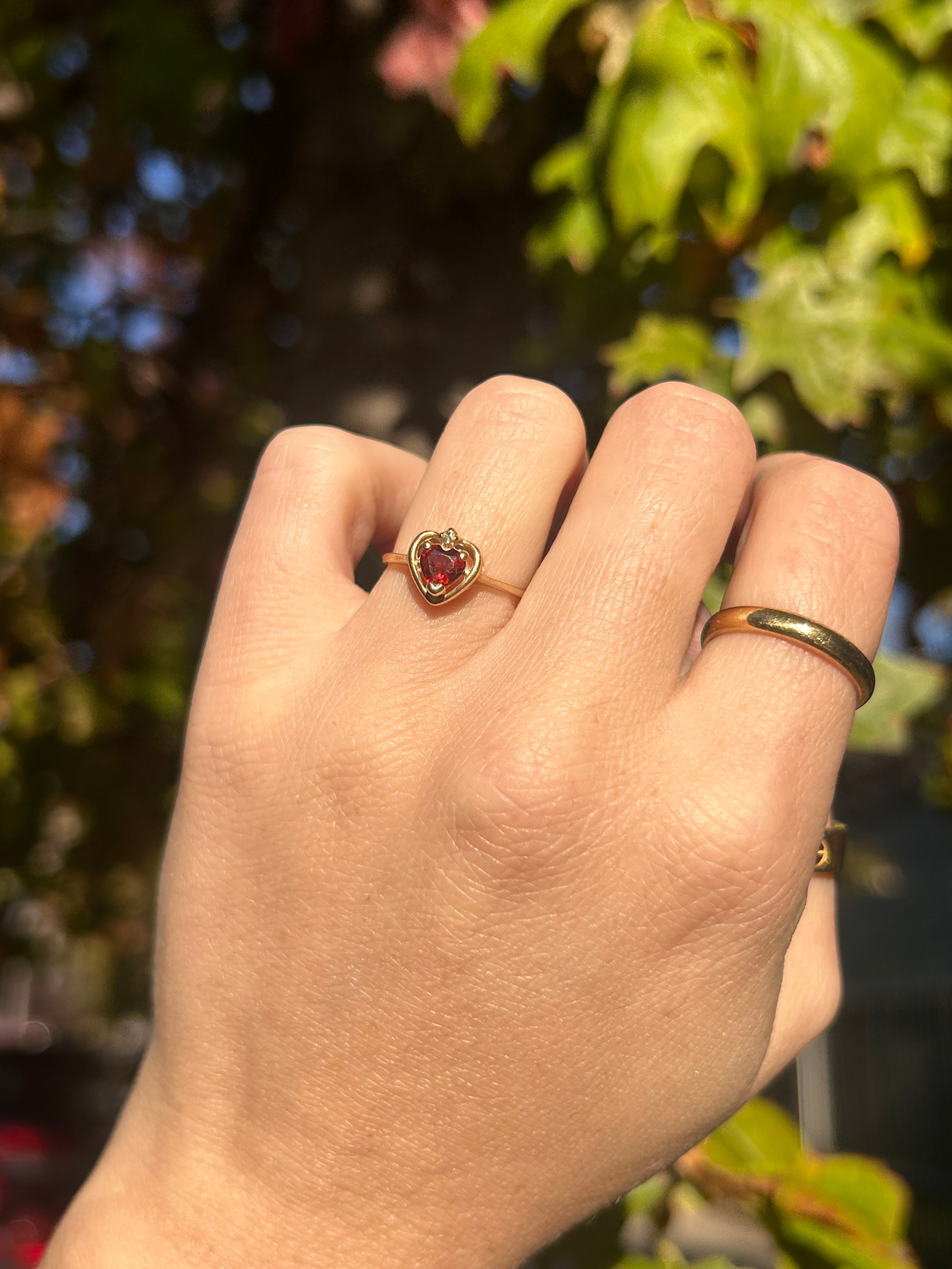 Garnet Heart Ring