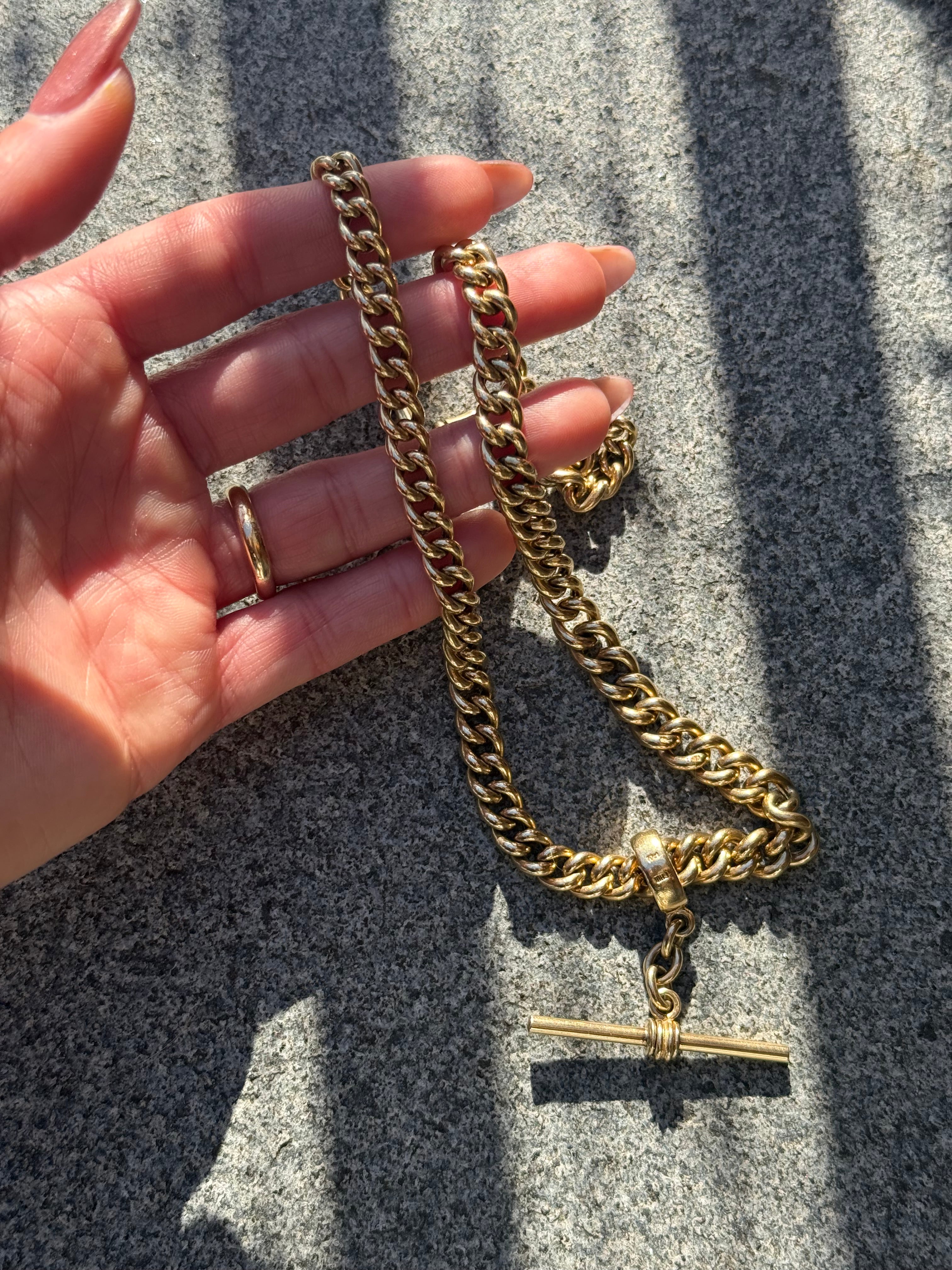 10k Graduated Curb Watch Chain