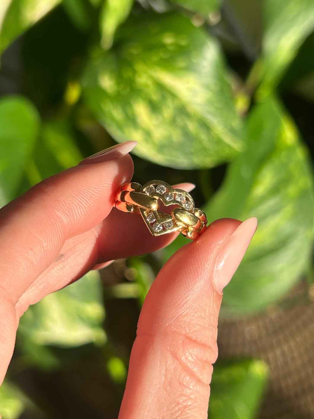 Diamond Heart Buckle Ring