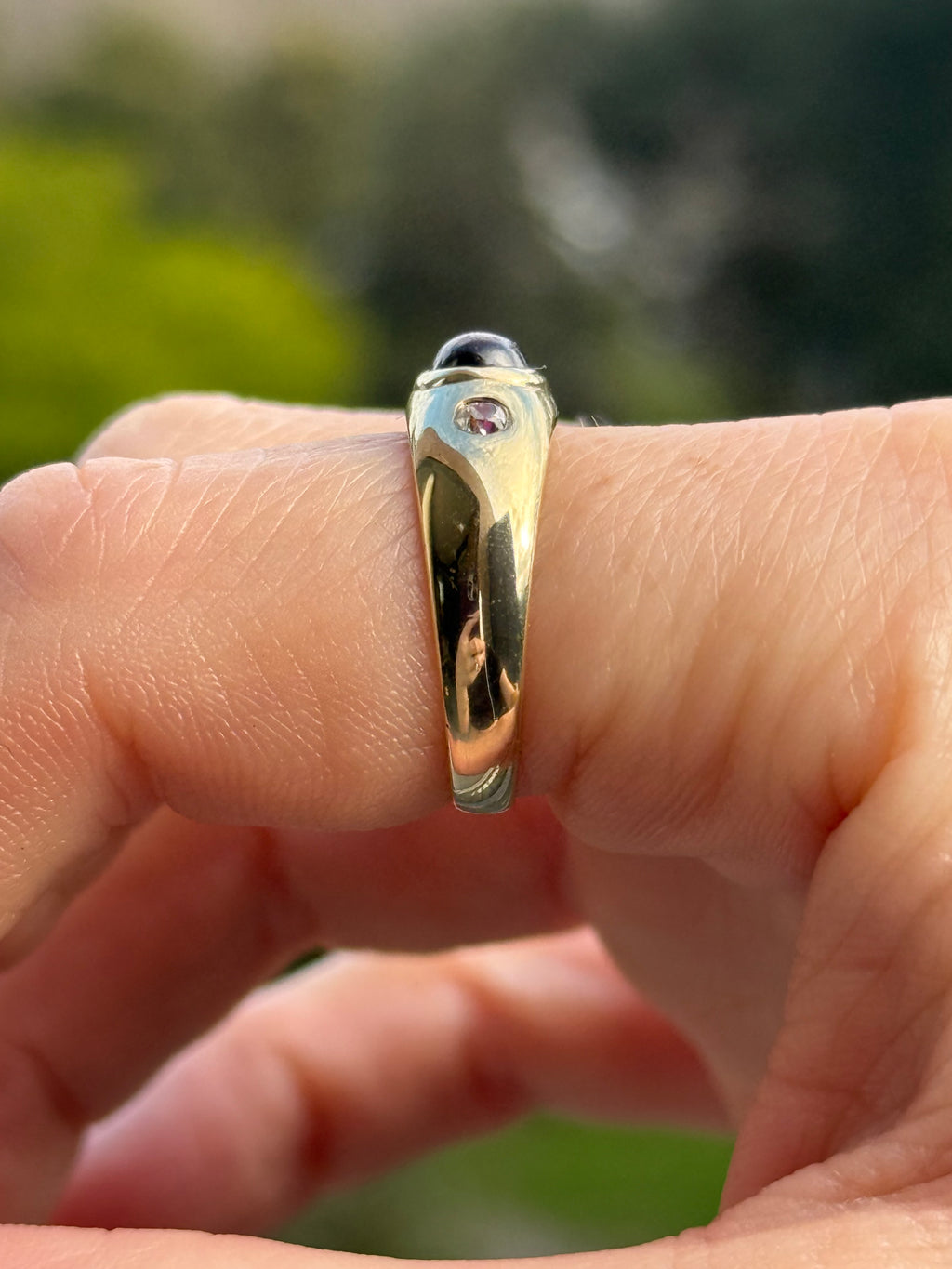 Ruby Cabachon Diamond Ring