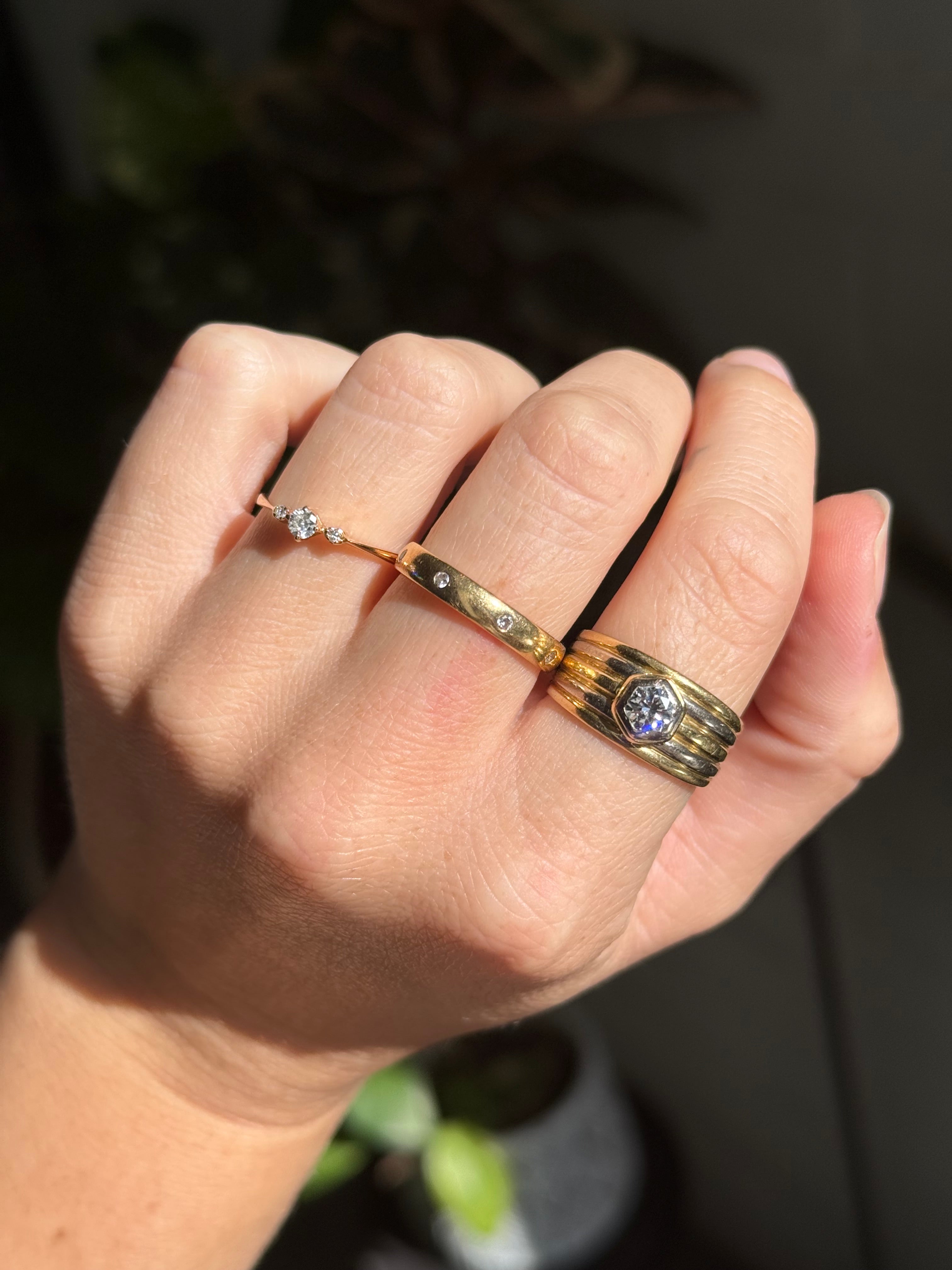 Striped Chunky Diamond Ring