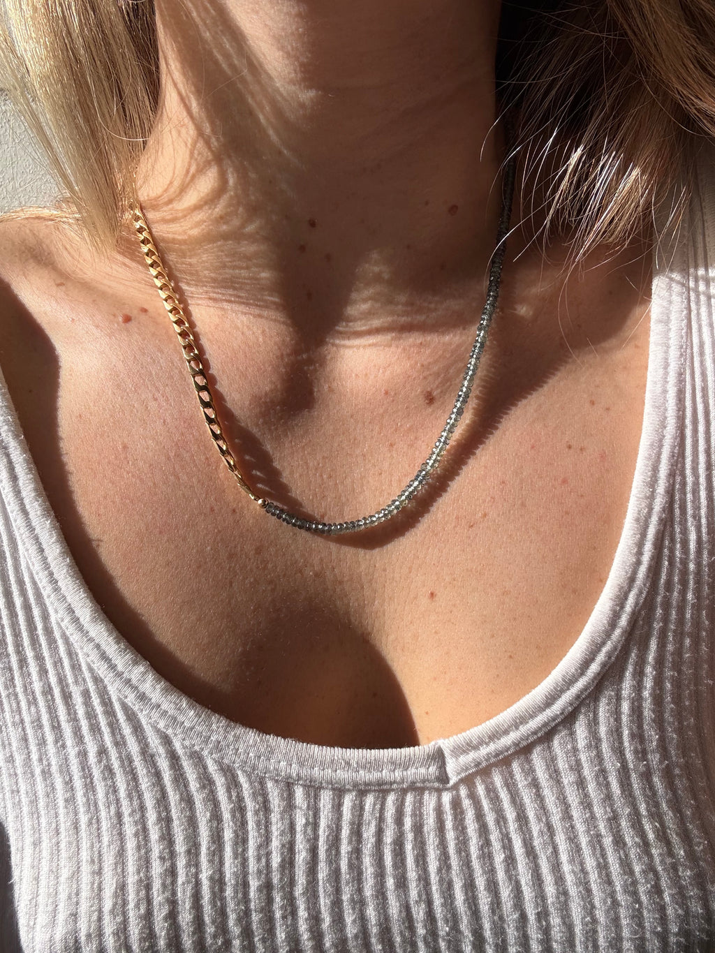 Aqua Sapphire Curb Strand