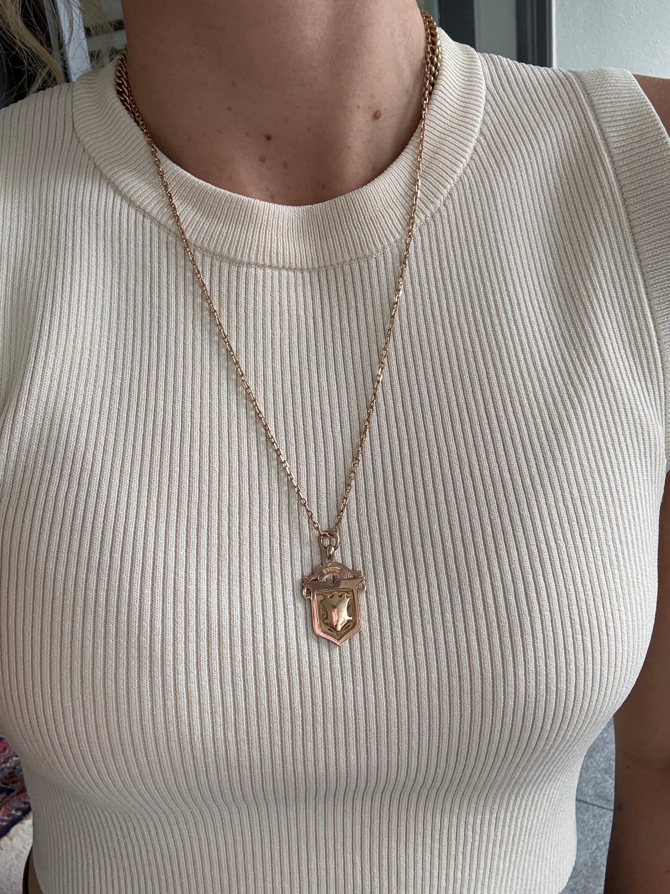 Solid Antique Shield Pendant