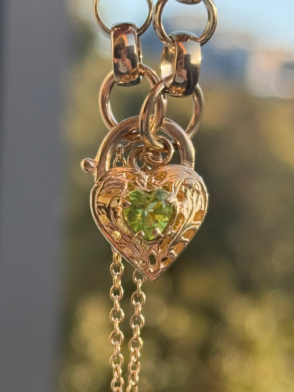 Peridot Heart Padlock Bracelet