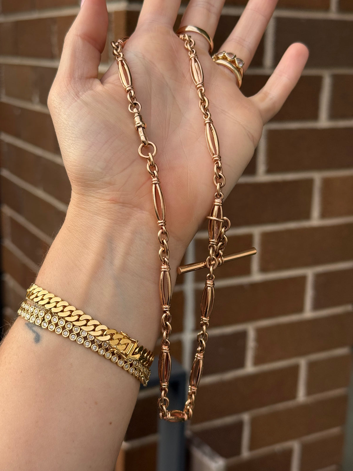 Antique Fancy Barrel Trombone Watch Chain