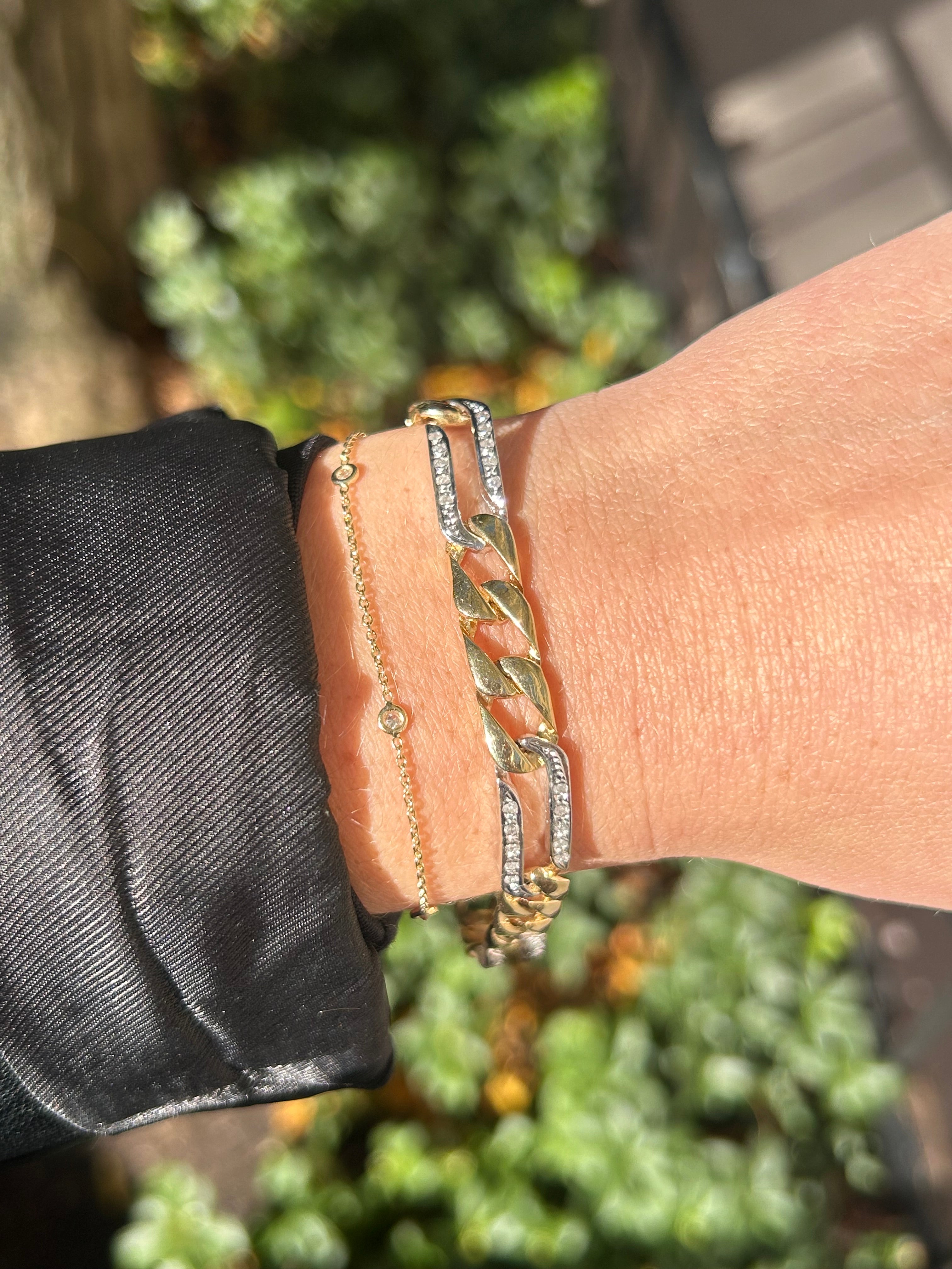 Dainty Diamond Bezel Bracelet is