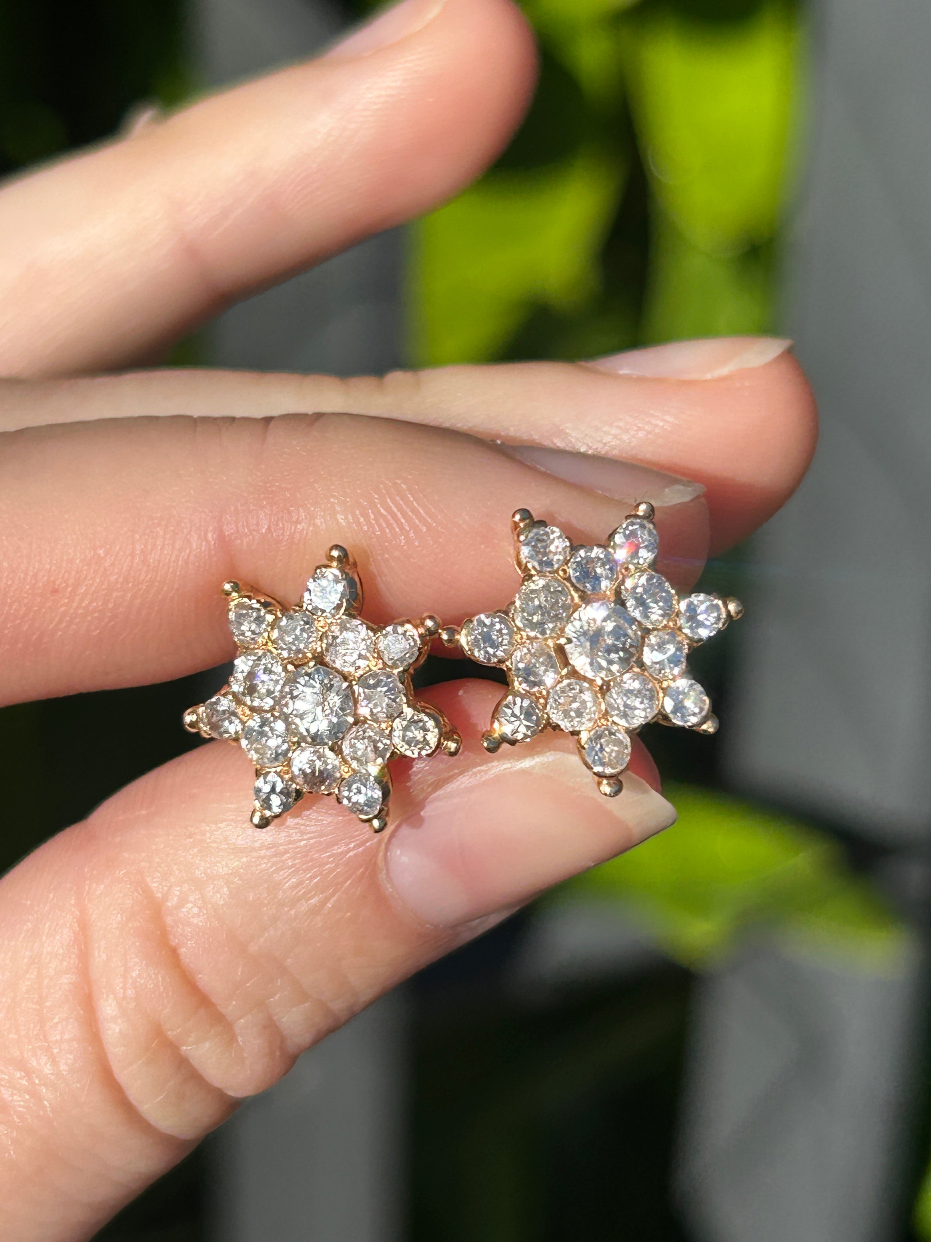 Old Euro Diamond Star Studs