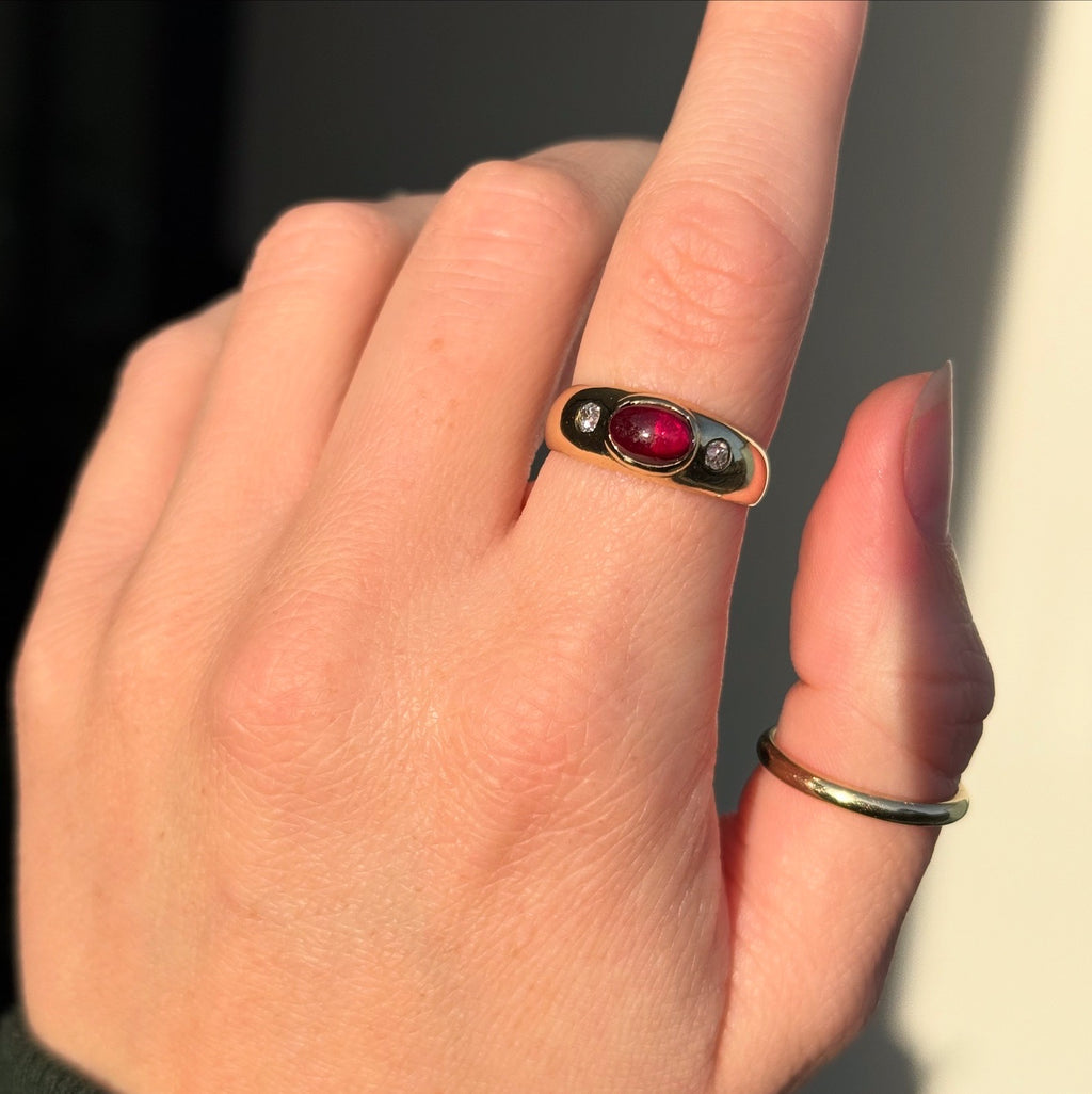 Ruby Cabachon Diamond Ring