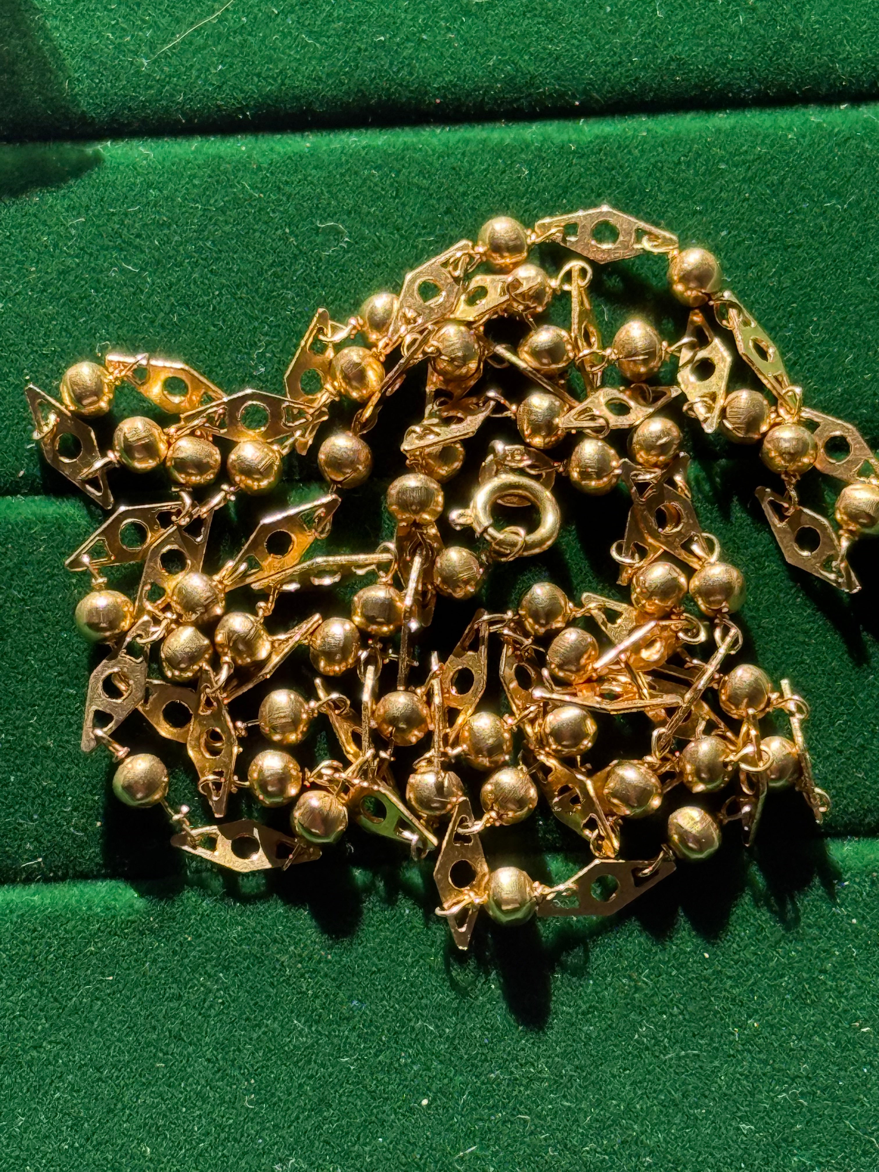 18k Fancy Ball Long Guard Chain