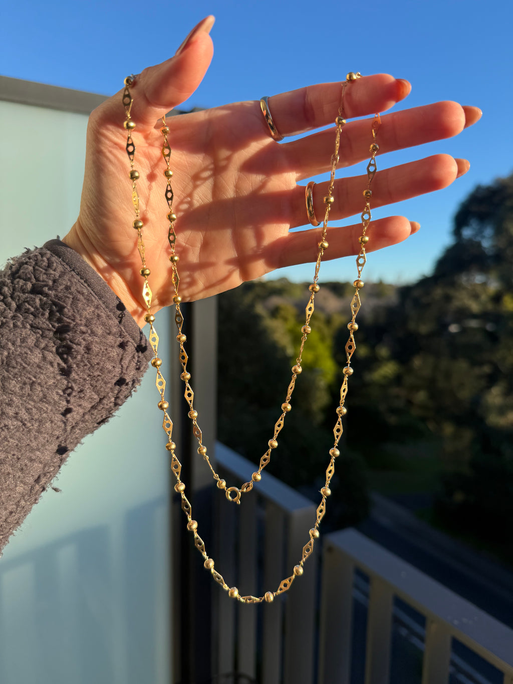 18k Fancy Ball Long Guard Chain