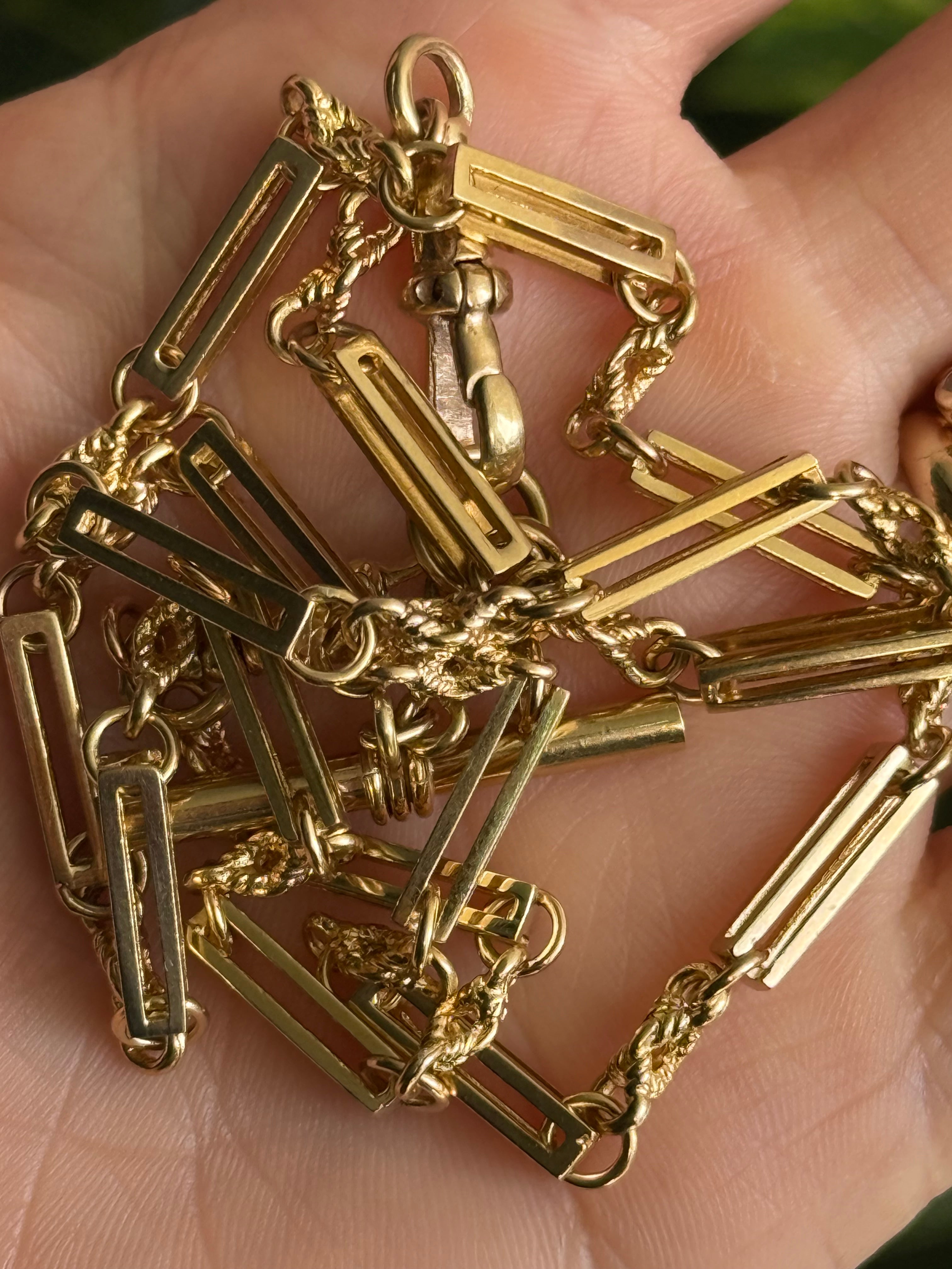 Antique Fancy Trombone Love Knot Watch Chain