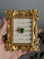 Emerald Cabochon Diamond Heart Ring