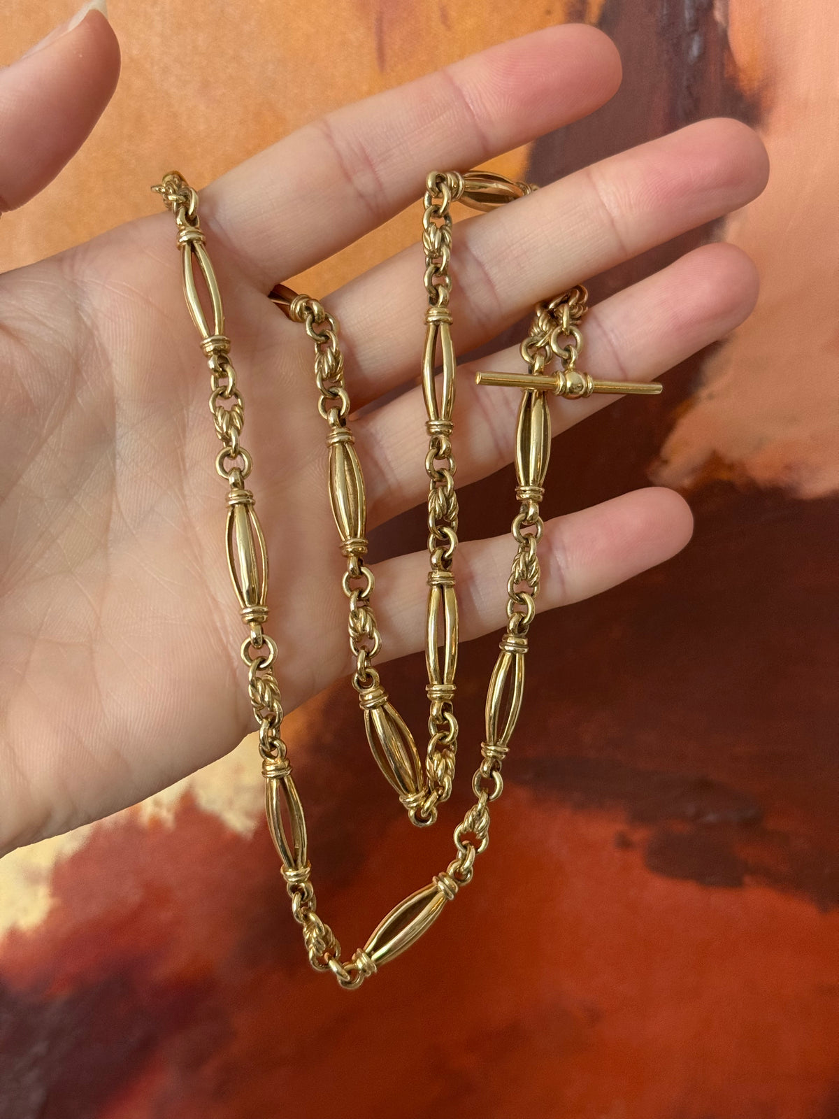 Rare Antique Love Knot Torpedo Watch Chain