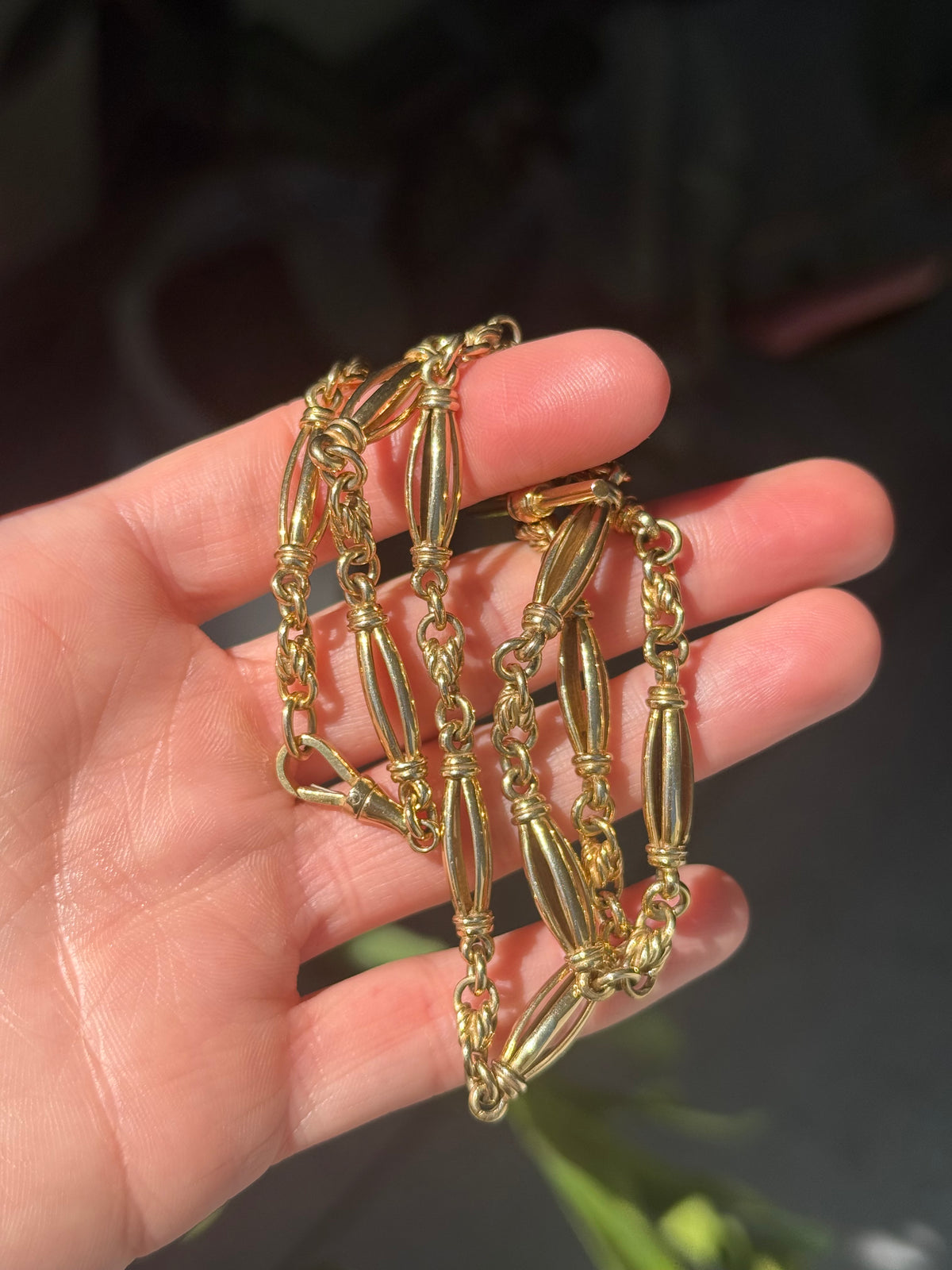 Rare Antique Love Knot Torpedo Watch Chain