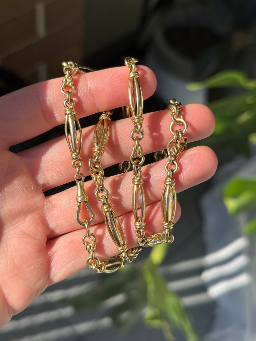 Rare Antique Love Knot Torpedo Watch Chain