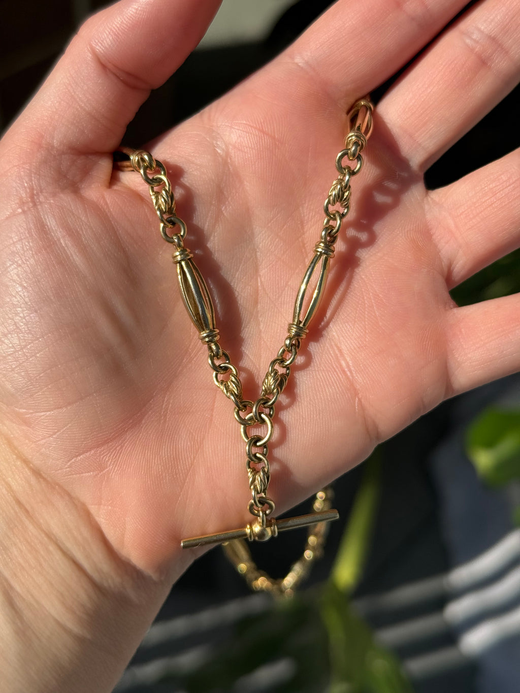 Rare Antique Love Knot Torpedo Watch Chain