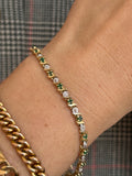 Dainty Emerald Diamond Tennis Bracelet