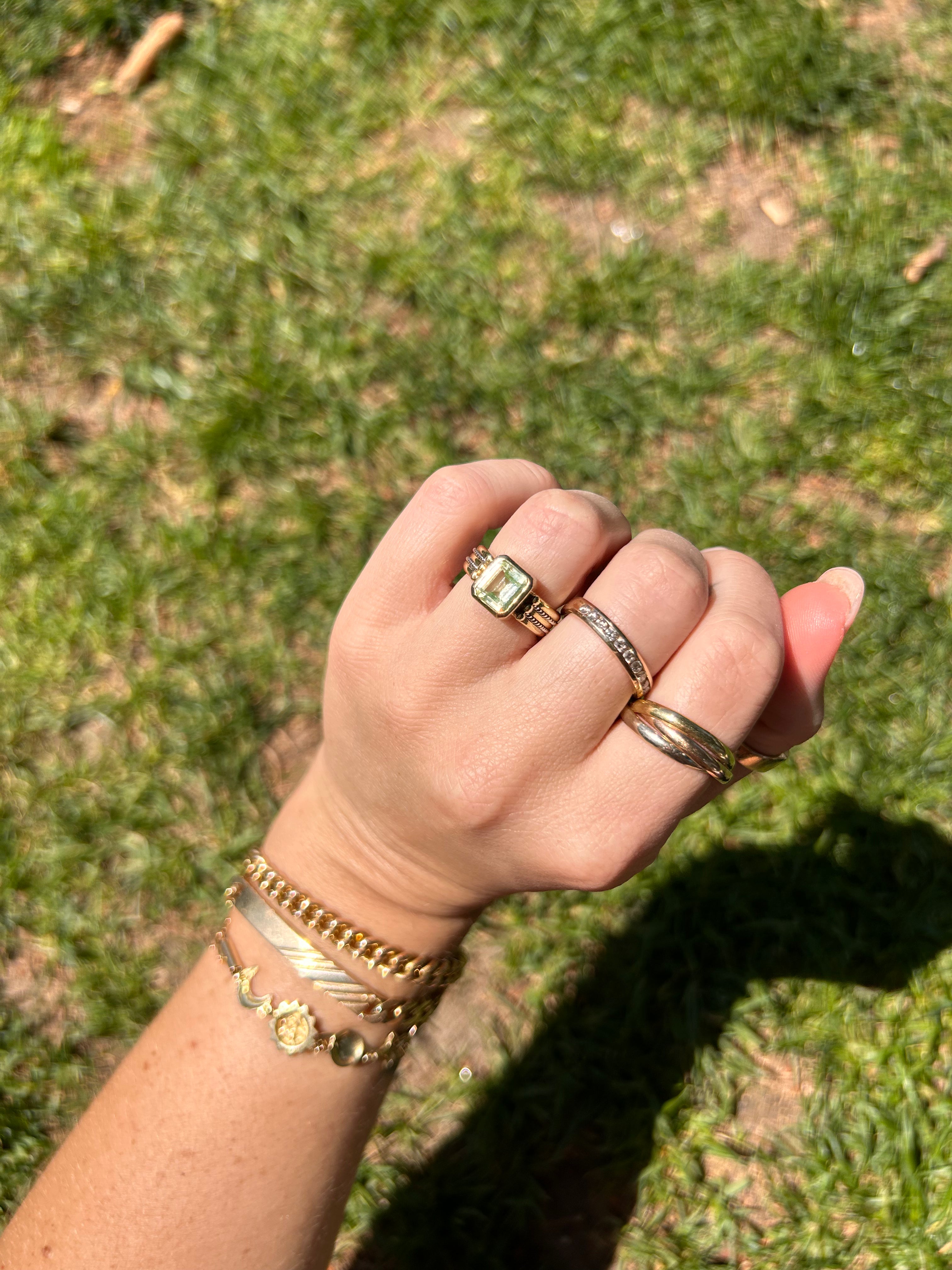 Green Sapphire Two Tone Ring