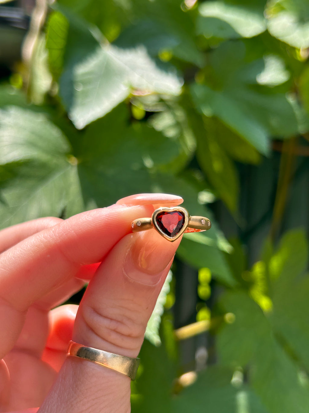 Garnet Heart Ring