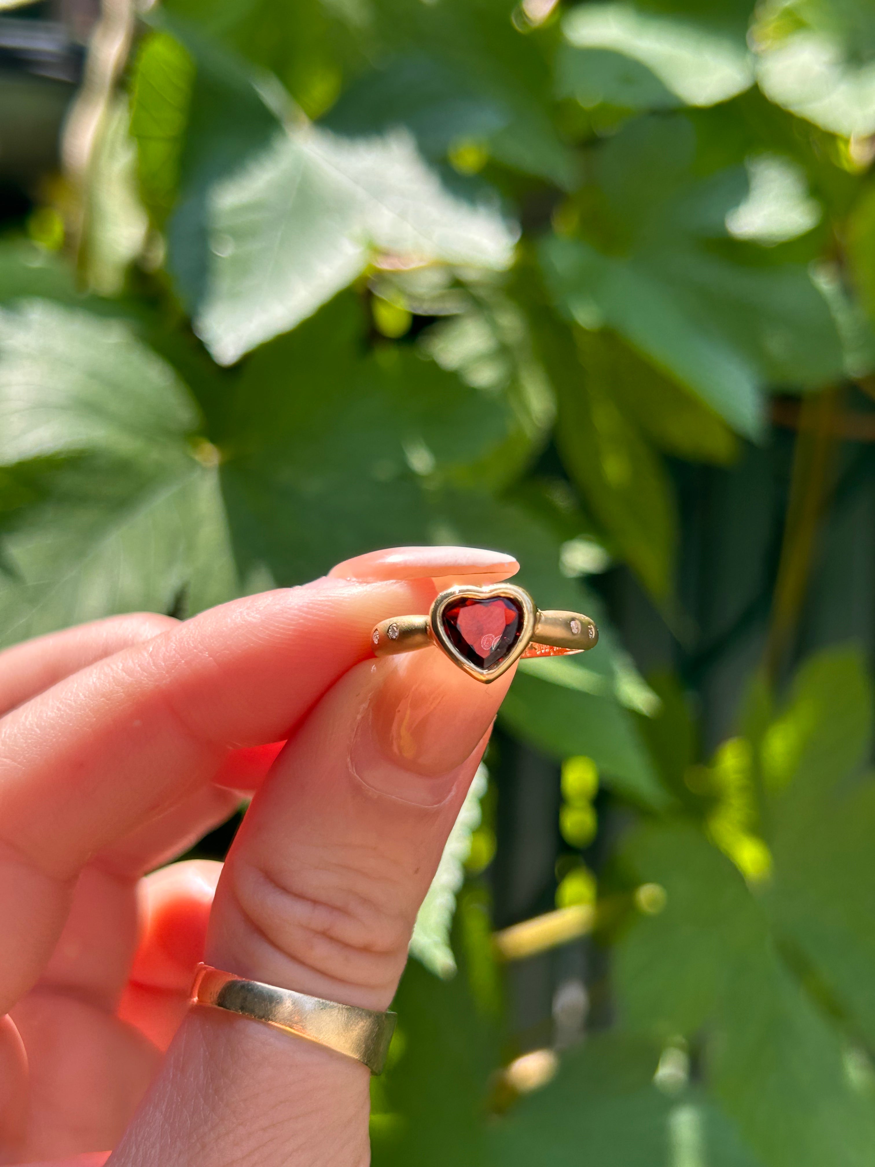 Garnet Heart Ring