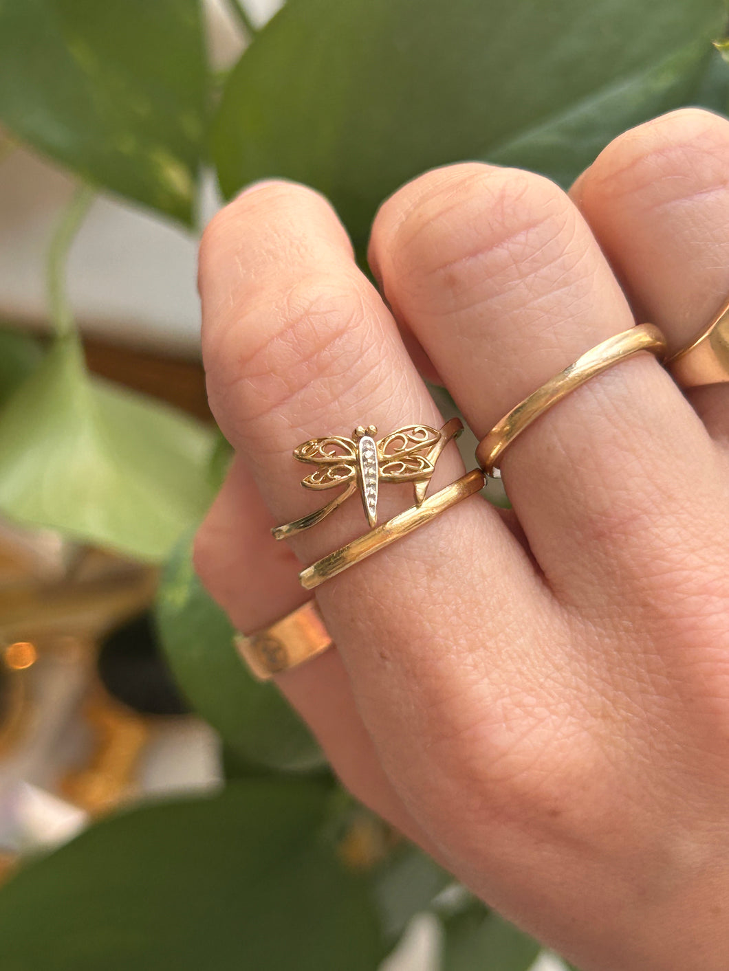 Diamond Dragonfly Ring