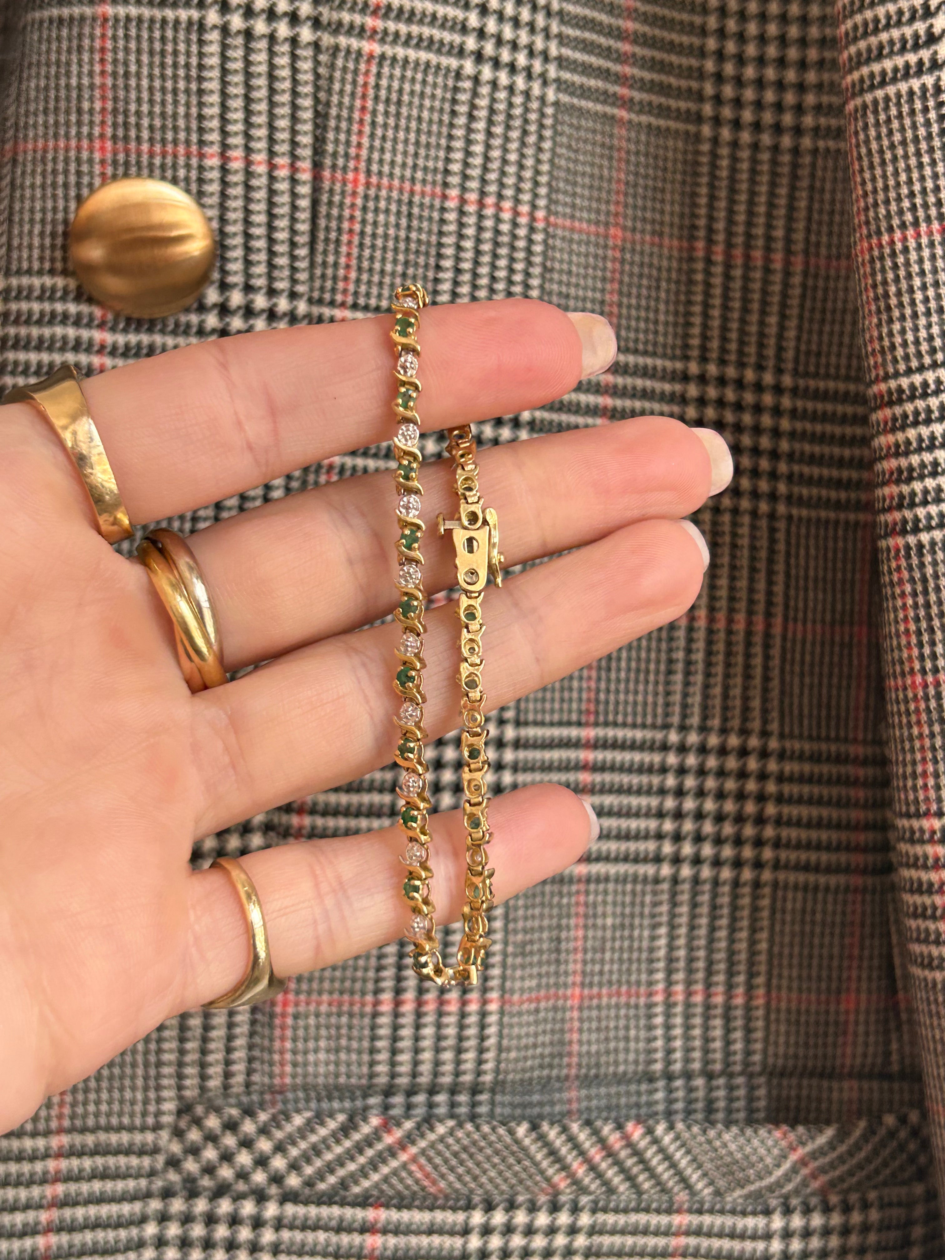 Dainty Emerald Diamond Tennis Bracelet