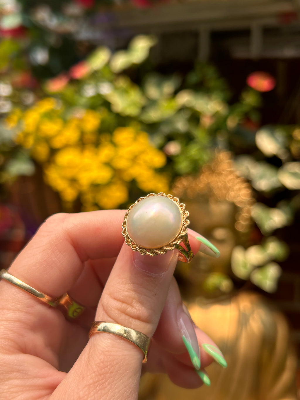 Mother of Pearl Planet Ring