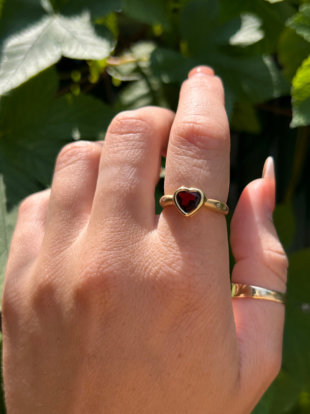Garnet Heart Ring