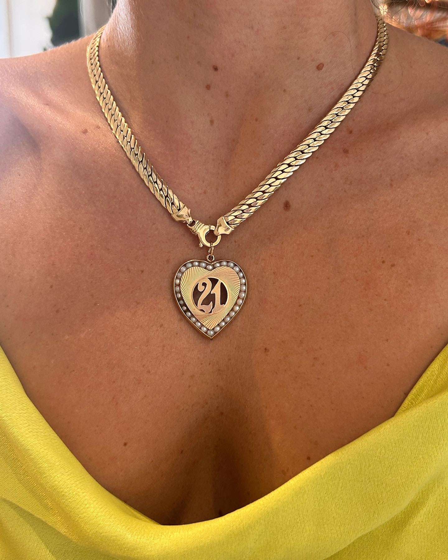 Twenty One Pearl Heart Charm