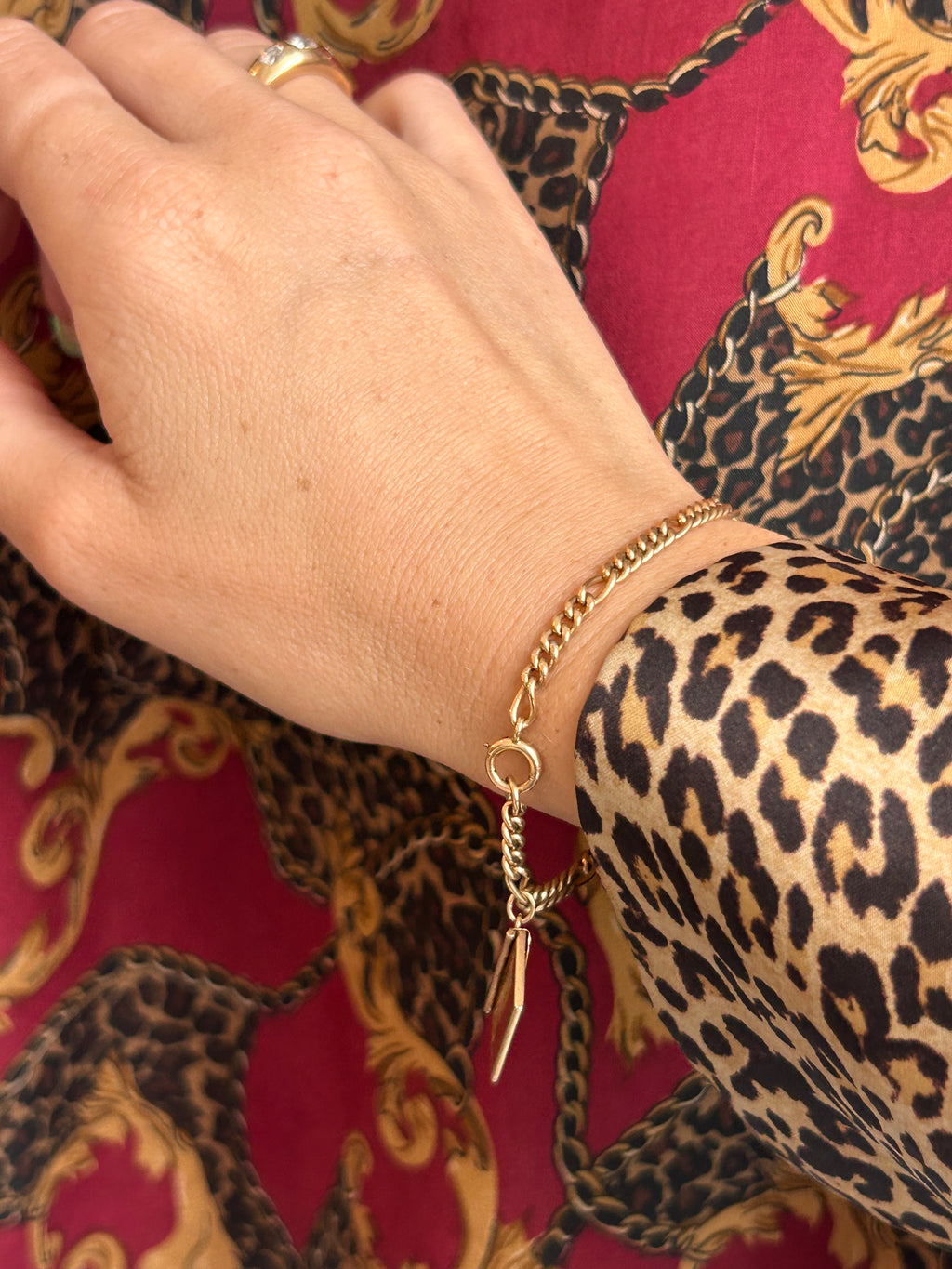 Solid Figaro Letter Charm Bracelet