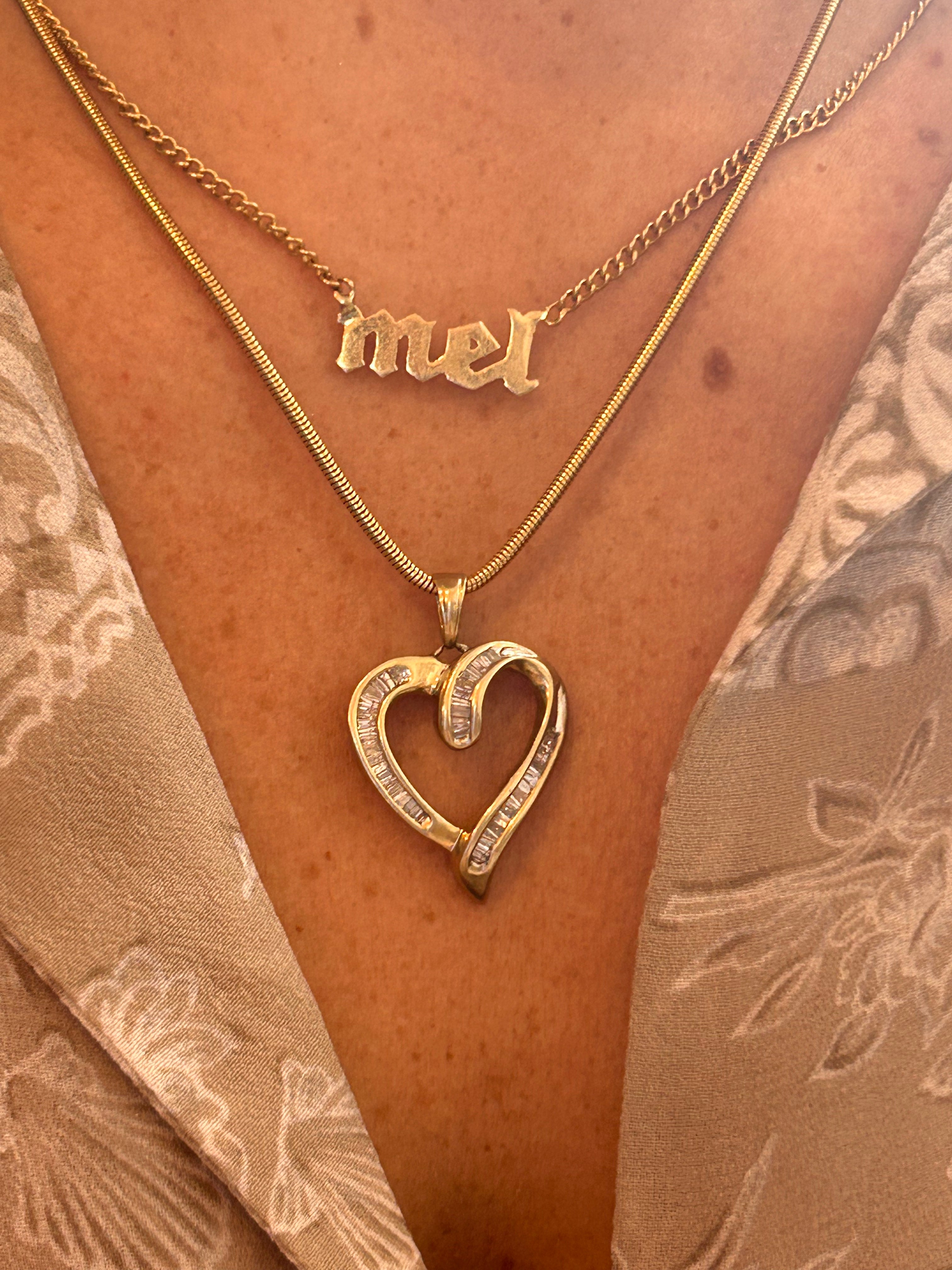 Diamond Baguette Heart Charm