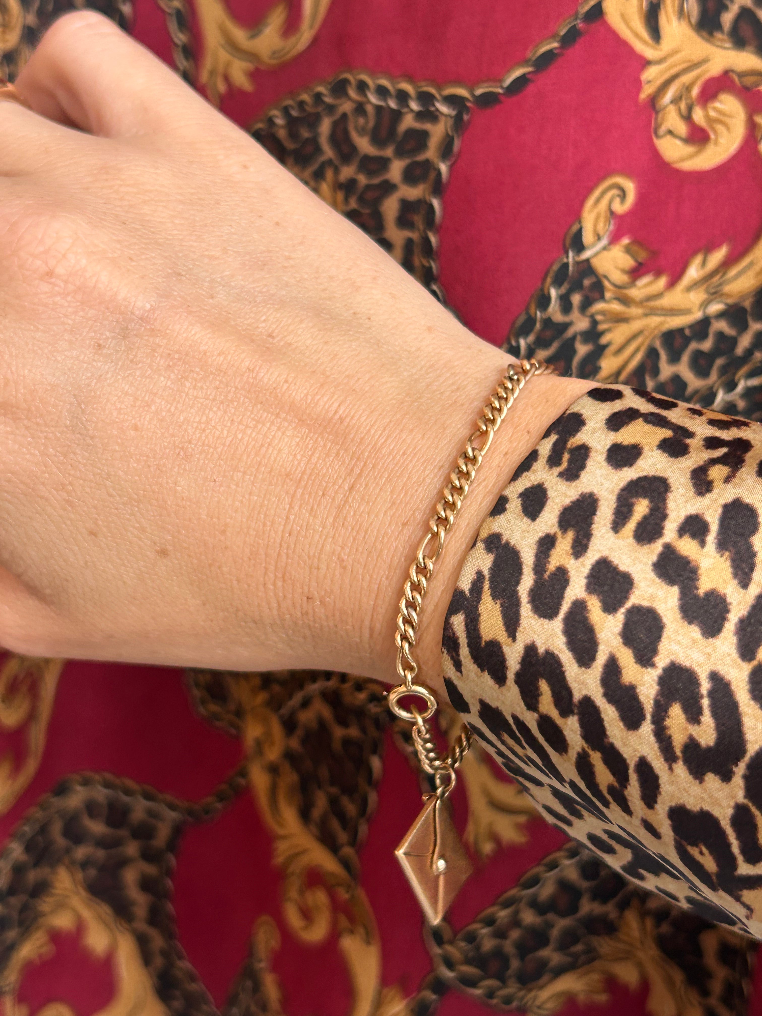 Solid Figaro Letter Charm Bracelet